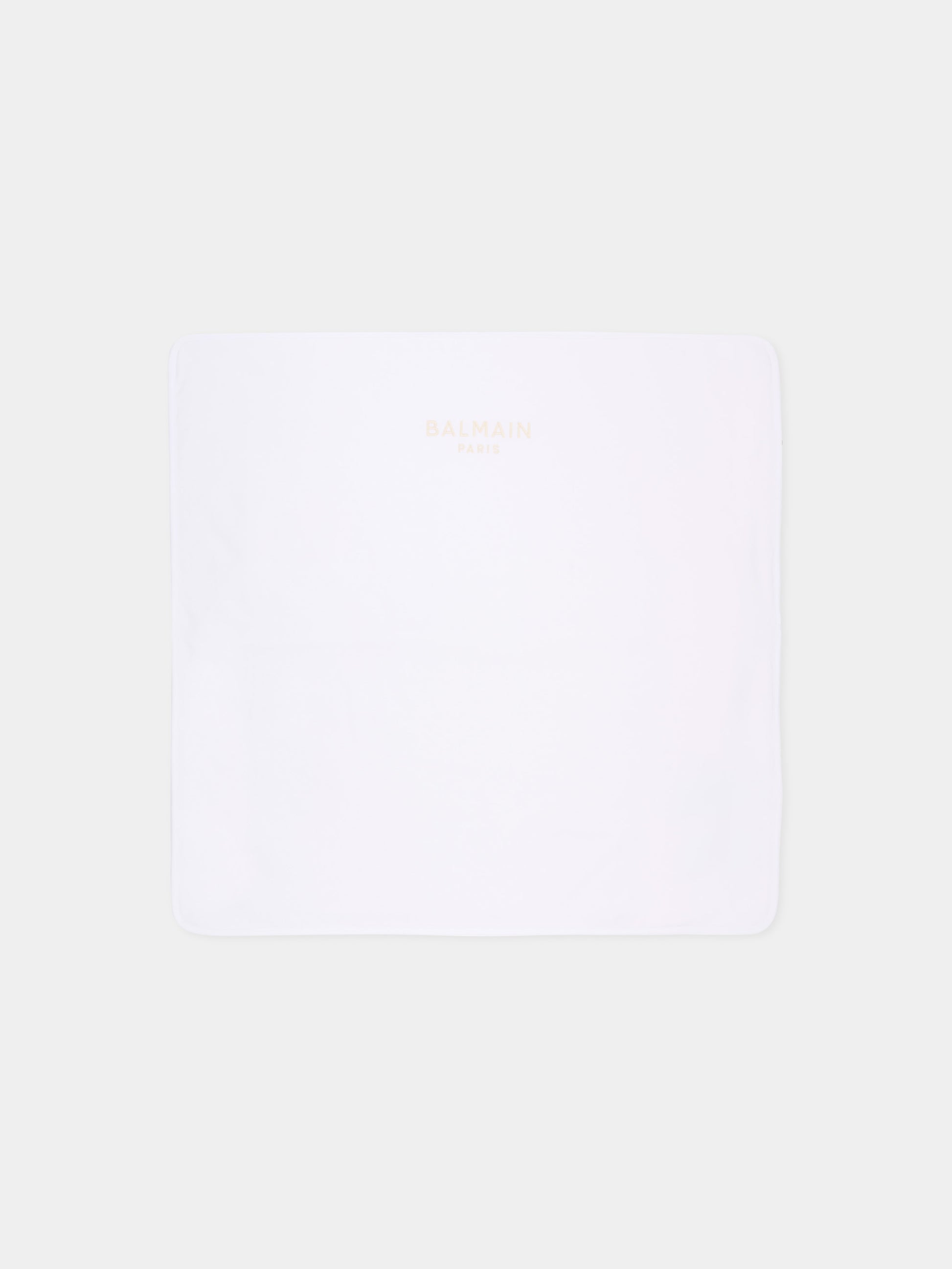 Coperta bianca per neonati con logo,Balmain Kids,BY0620-Z3278 100BG
