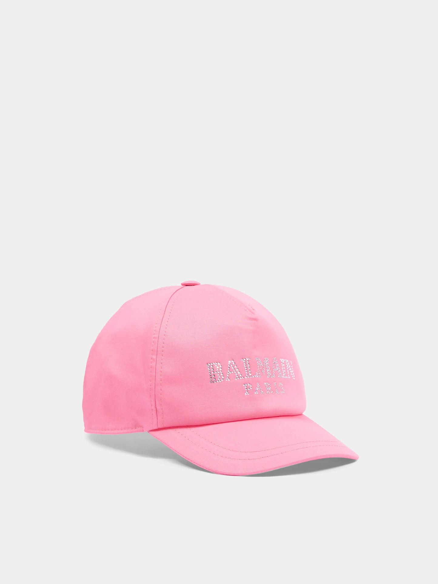 Cappello rosa con visiera per bambina con logo,Balmain Kids,BY0A77-G0197 552