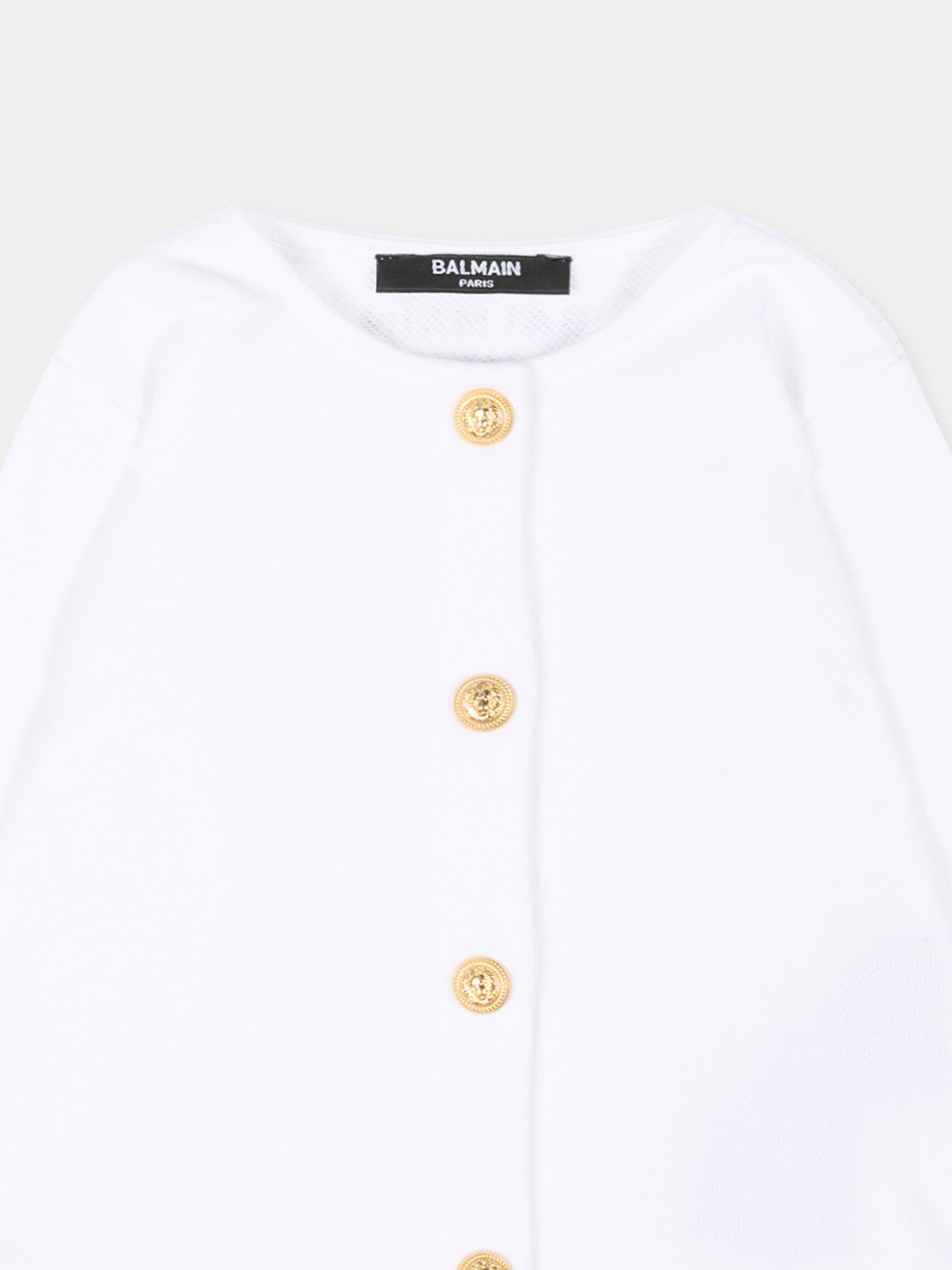 Giaccca bianca per neonata con bottoni dorati,Balmain Kids,BY2054-Z3183 100NE