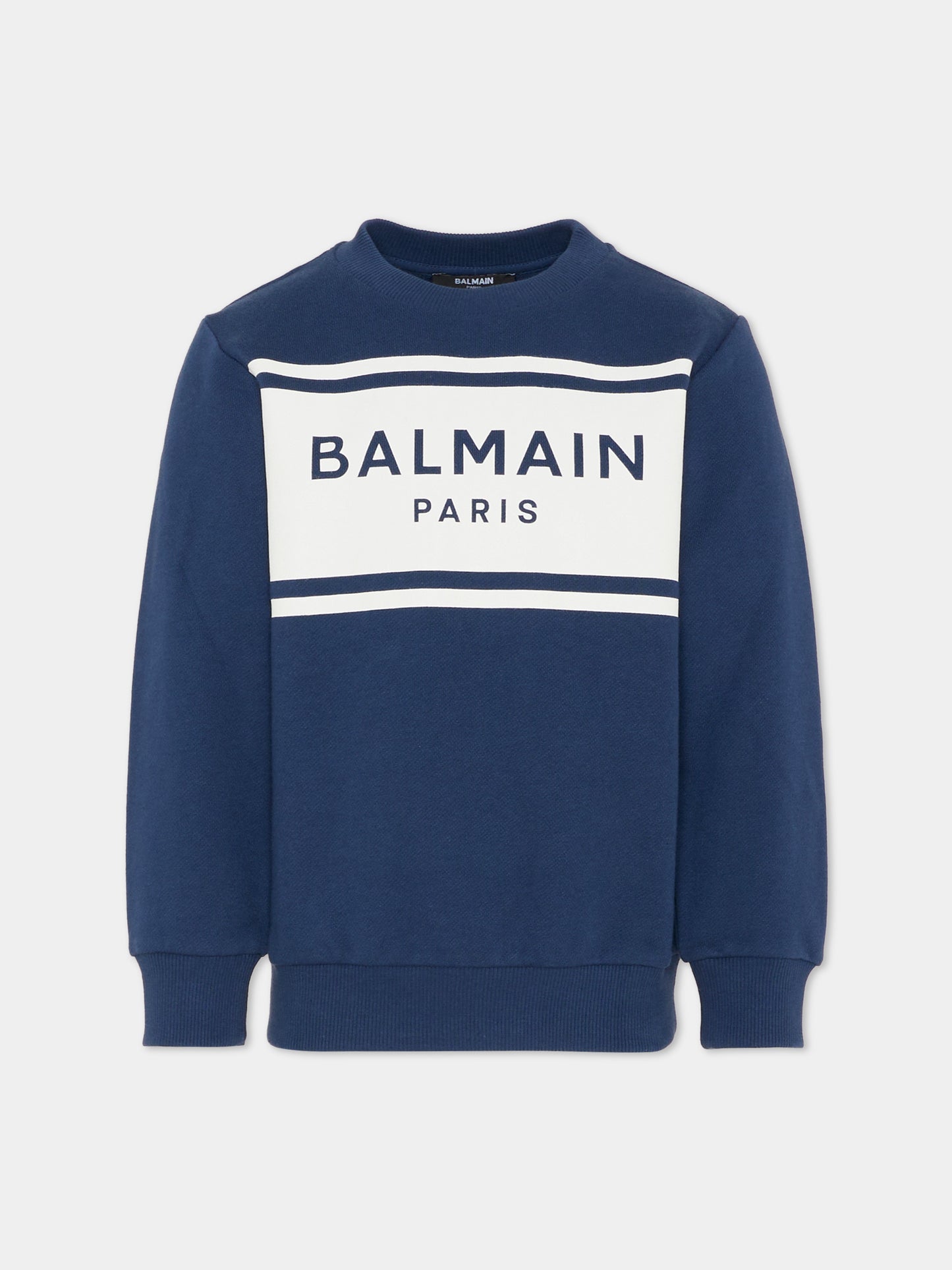 Felpa blu per bambino con logo,Balmain Kids,BY4P10-Z3183 617BC