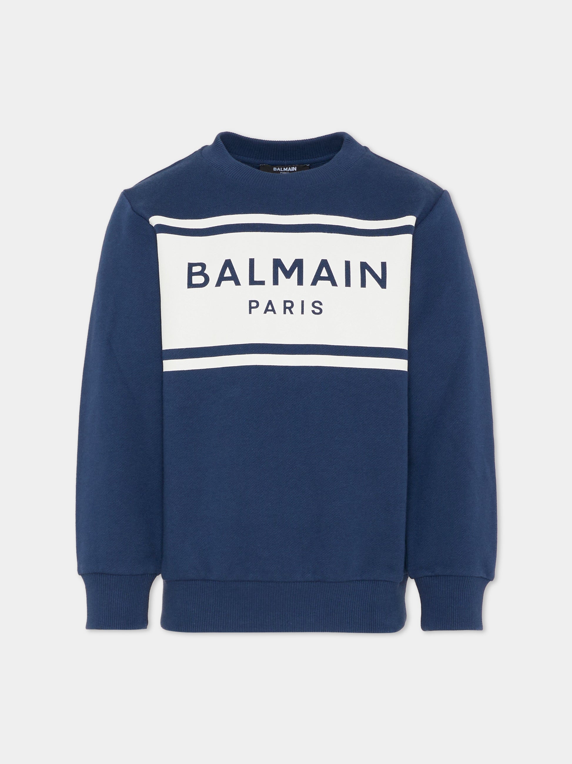Felpa blu per bambino con logo,Balmain Kids,BY4P10-Z3183 617BC