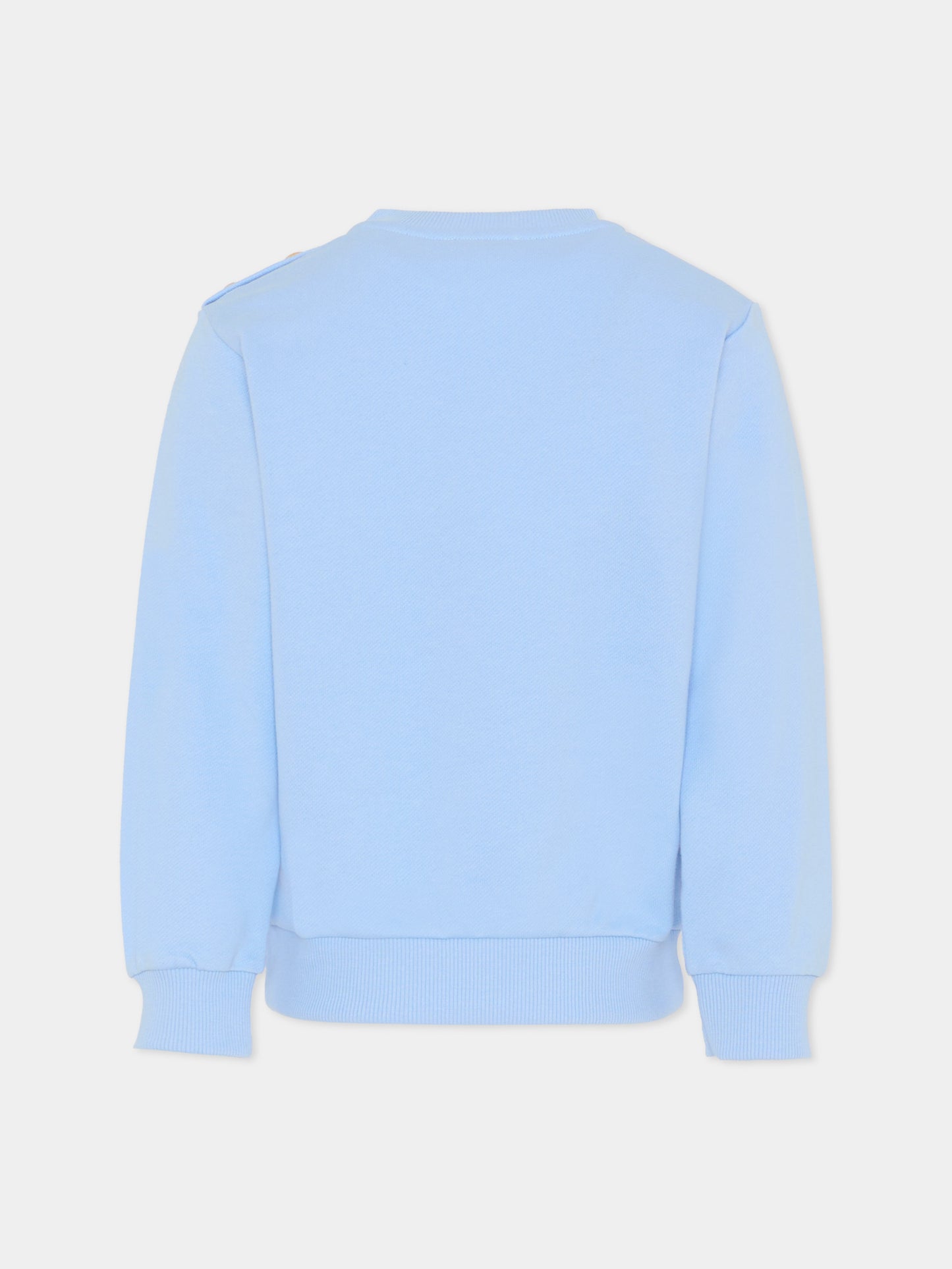 Felpa celeste per bambino con logo,Balmain Kids,BY4P20-Z3183 652NE