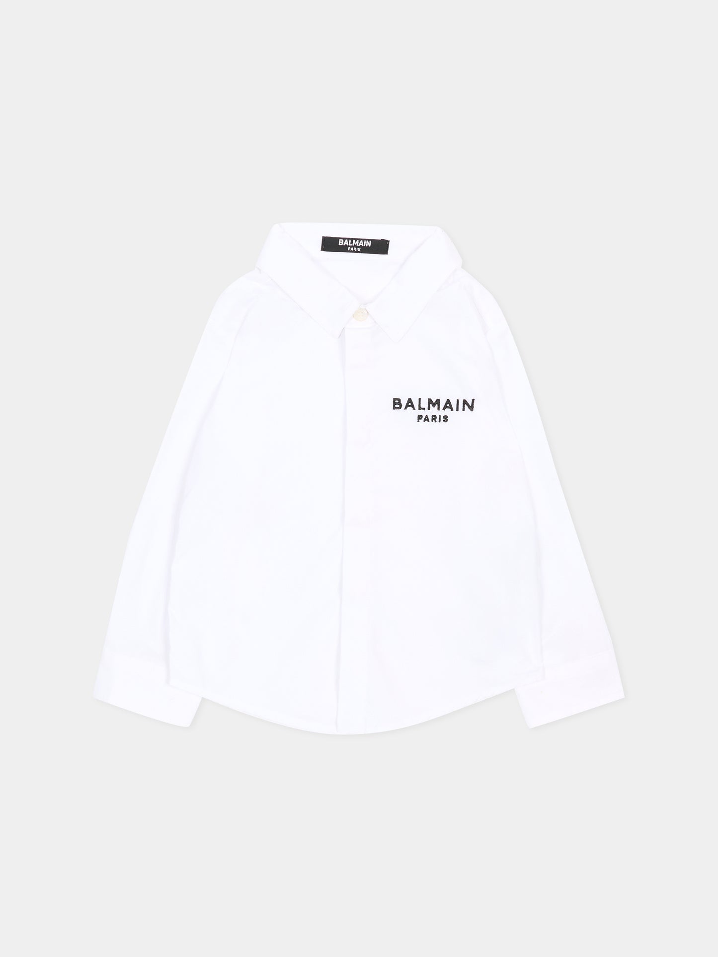 Camicia bianca per neonato con logo ricamato,Balmain Kids,BY5530 P0562 100NE
