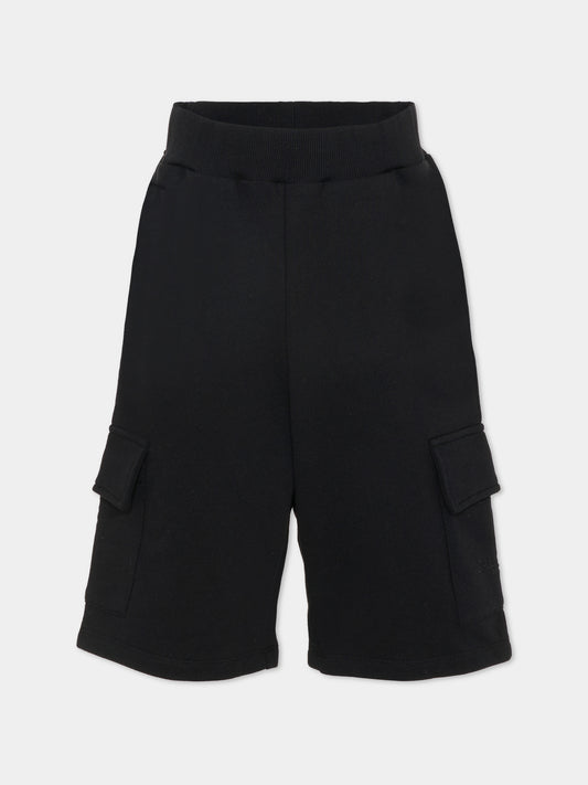 Shorts neri per bambino con logo ricamato,Balmain Kids,BY6P29-Z3183 930
