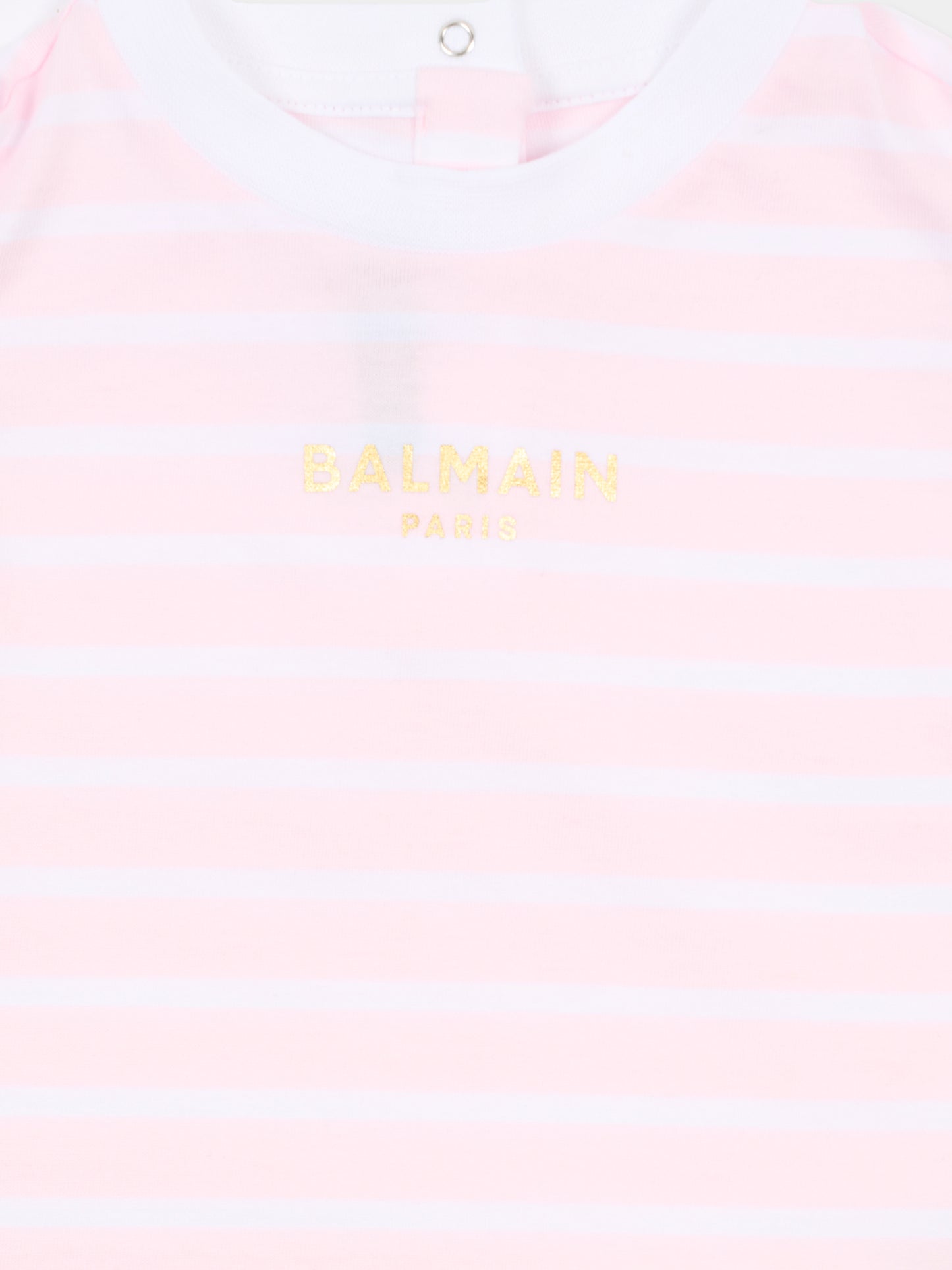T-shirt rosa per neonata con logo,Balmain Kids,BY8011-Z3657 51EBC