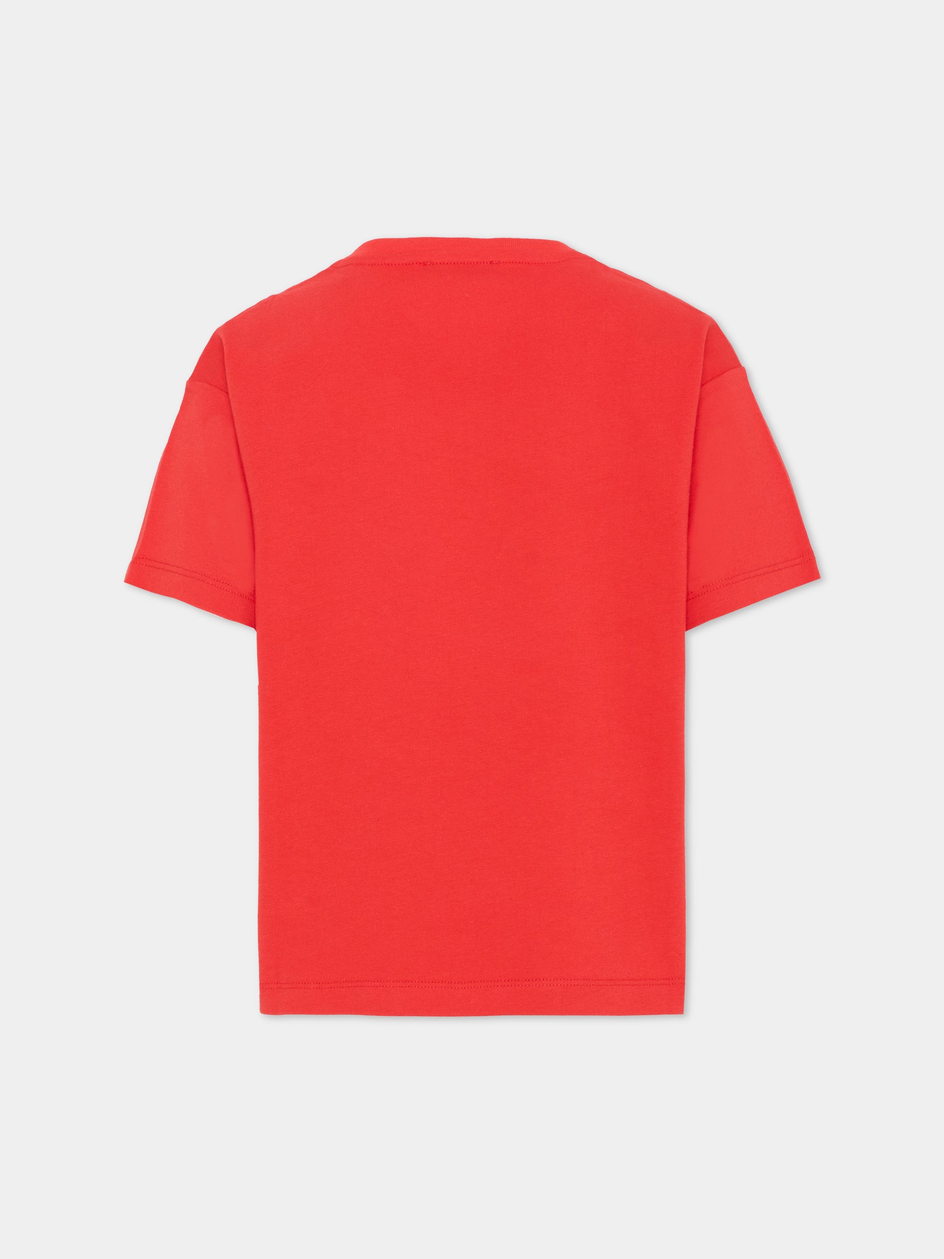 T-shirt rossa per bambino con logo ricamato,Balmain Kids,BY8P51-Z3672 412