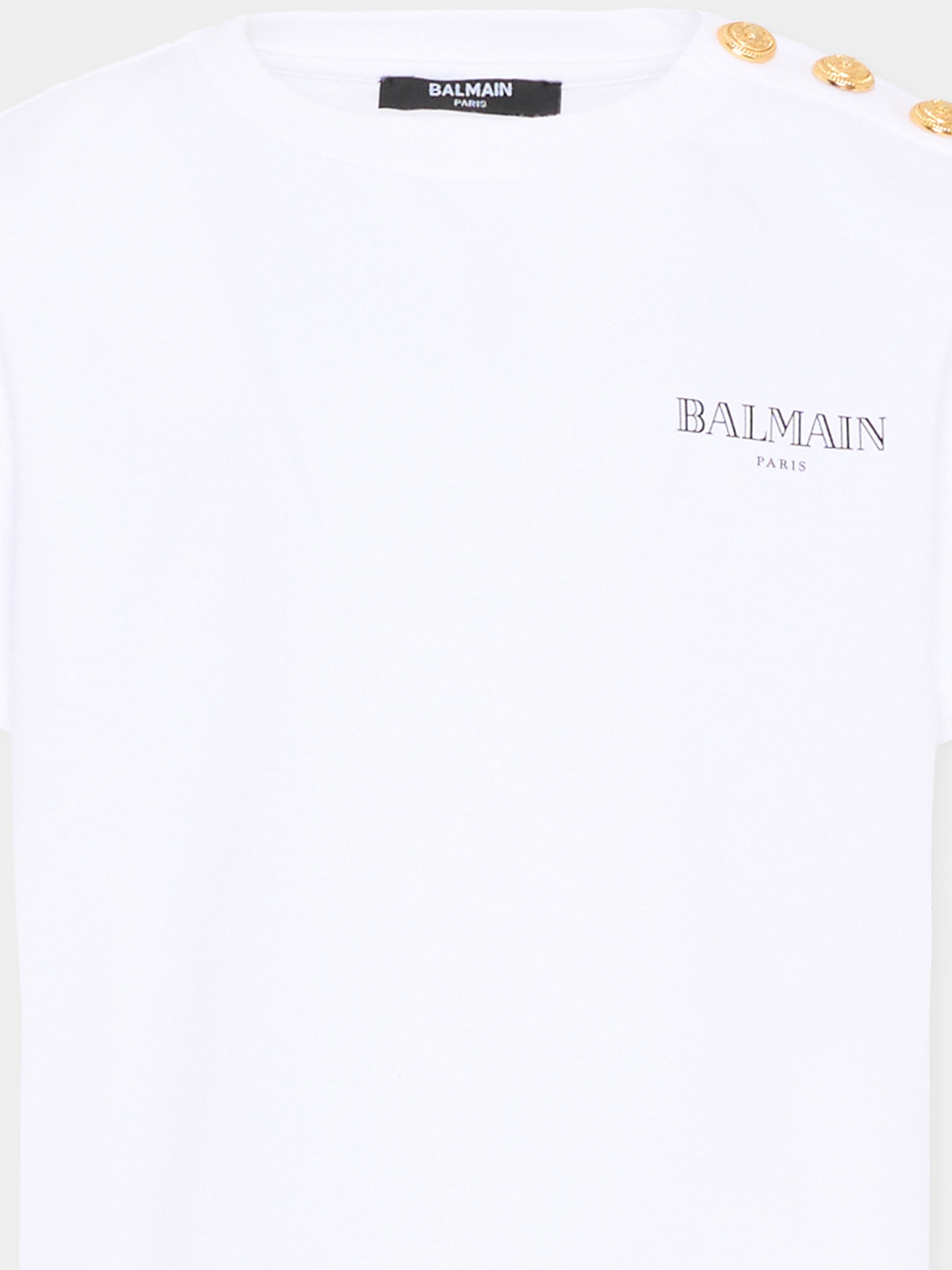 T-Shirt bianca per bambini con logo,Balmain Kids,BY8Q21-Z3672 100NE