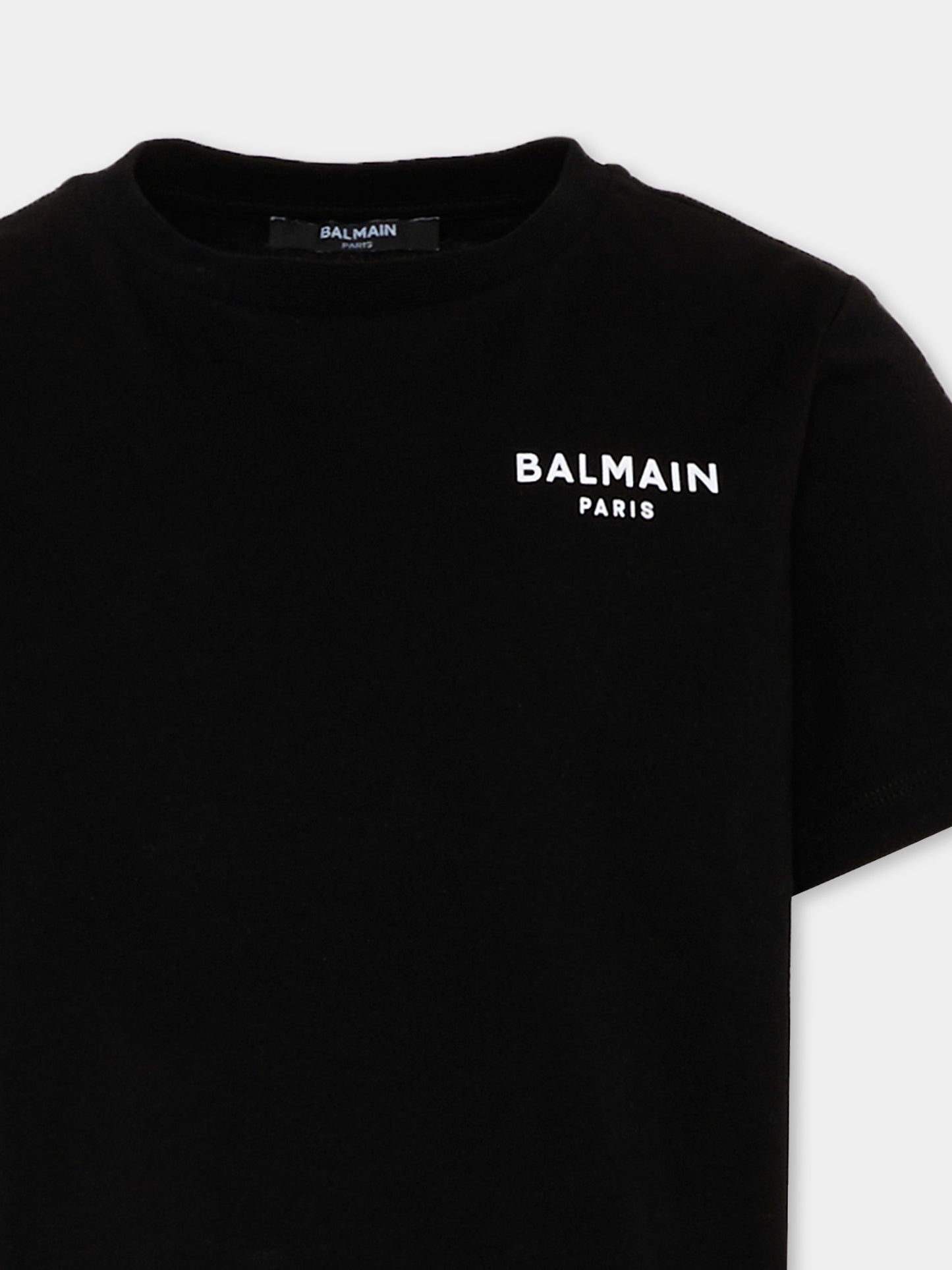 T-Shirt nera per bambini con logo,Balmain Kids,BY8R31 Z3672 930BC