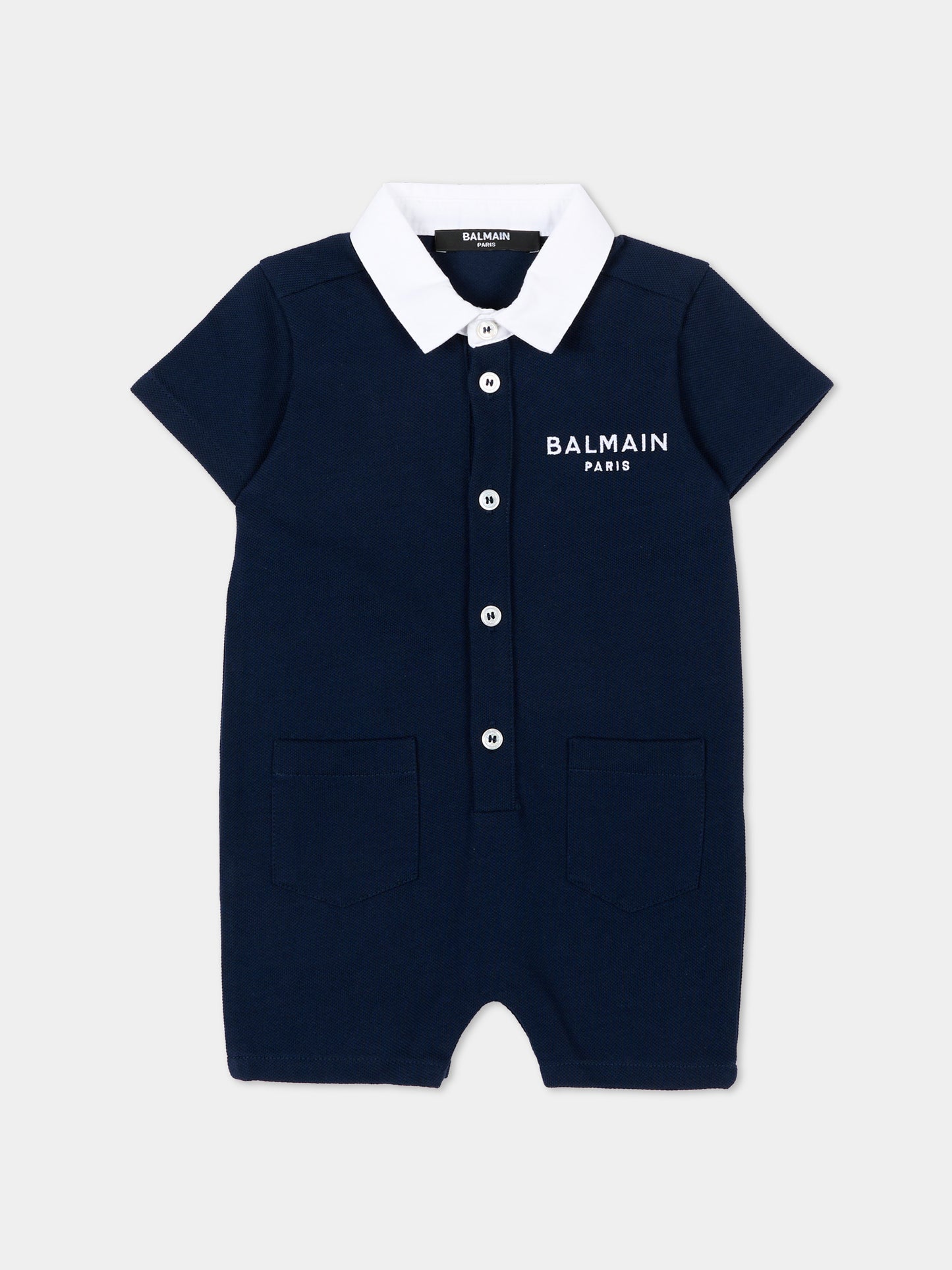 Tutina blu per neonato con logo,Balmain Kids,BYA501-Z3658 617BC