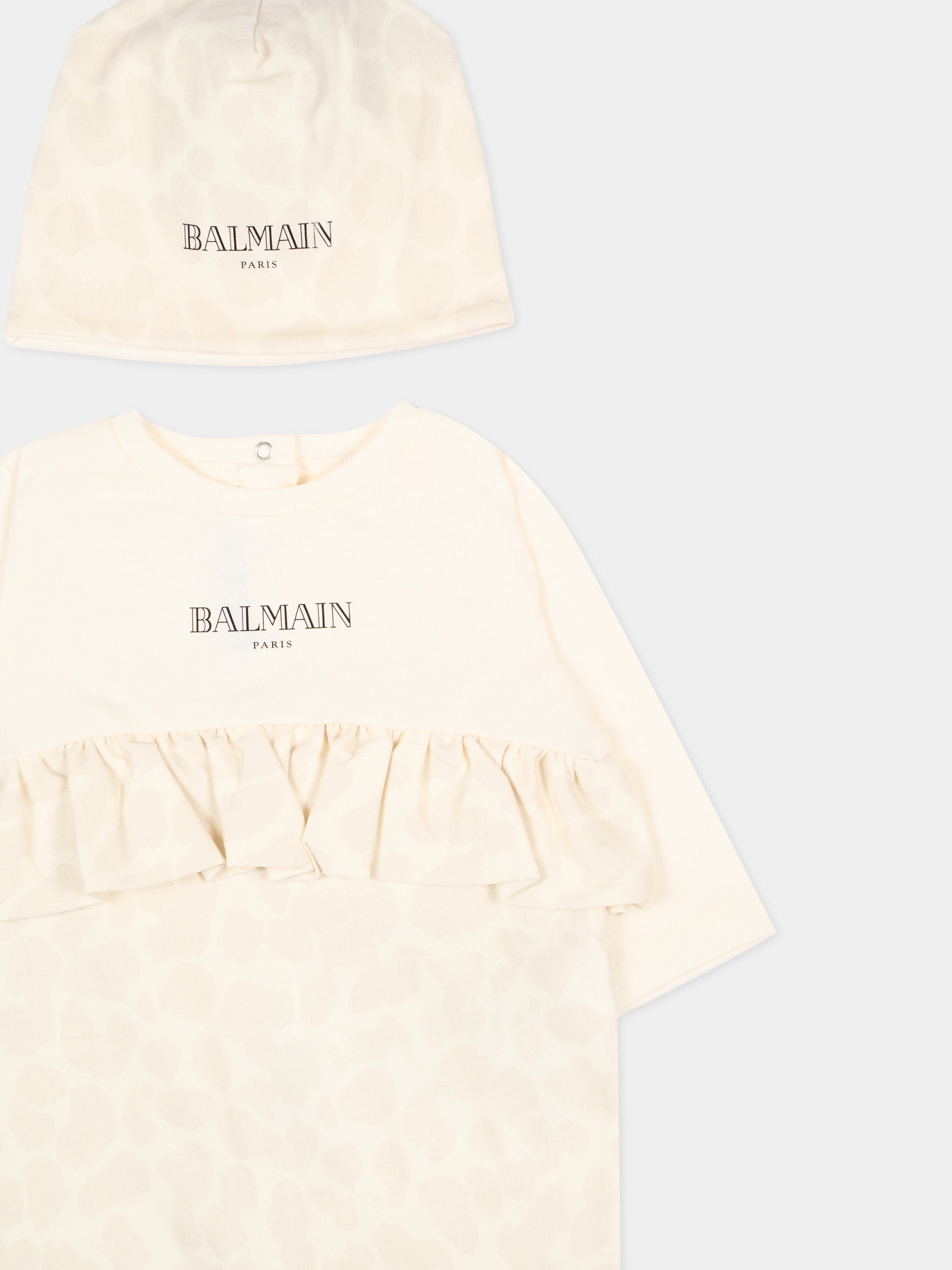 Set tutina beige per neonata con logo,Balmain Kids,BYB020-Z3763 102BG