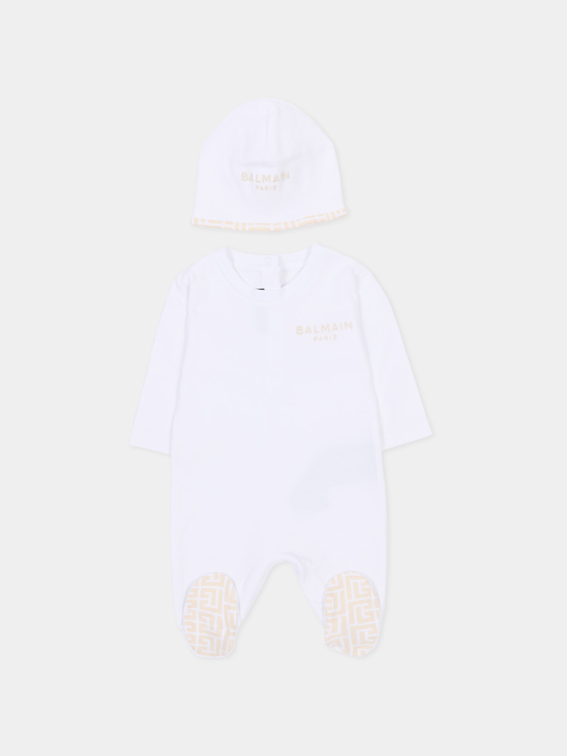 Set tutina bianco per neonati con logo,Balmain Kids,BYB560 Z3278 100BG