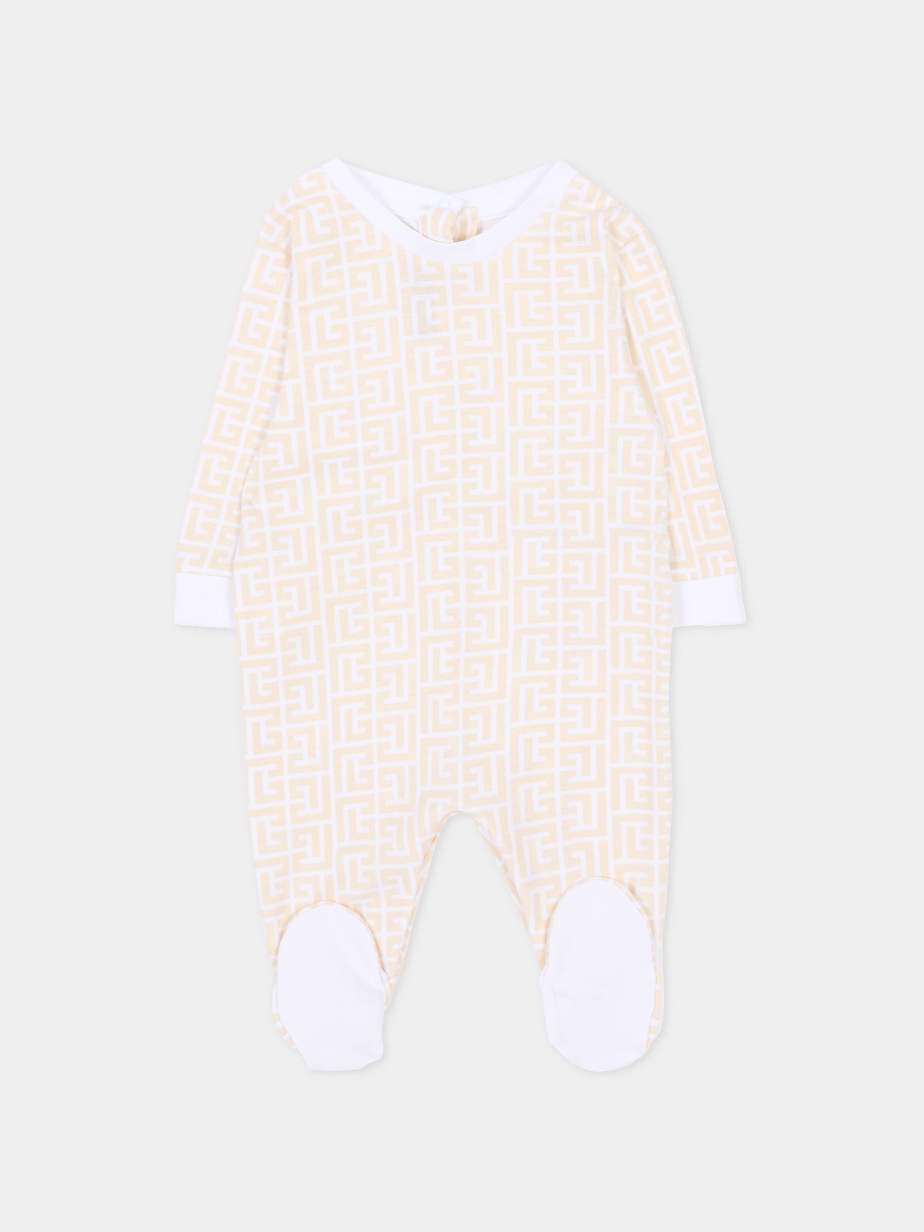 Set tutina bianco per neonati con monogram,Balmain Kids,BYB570-Z3503 109BC