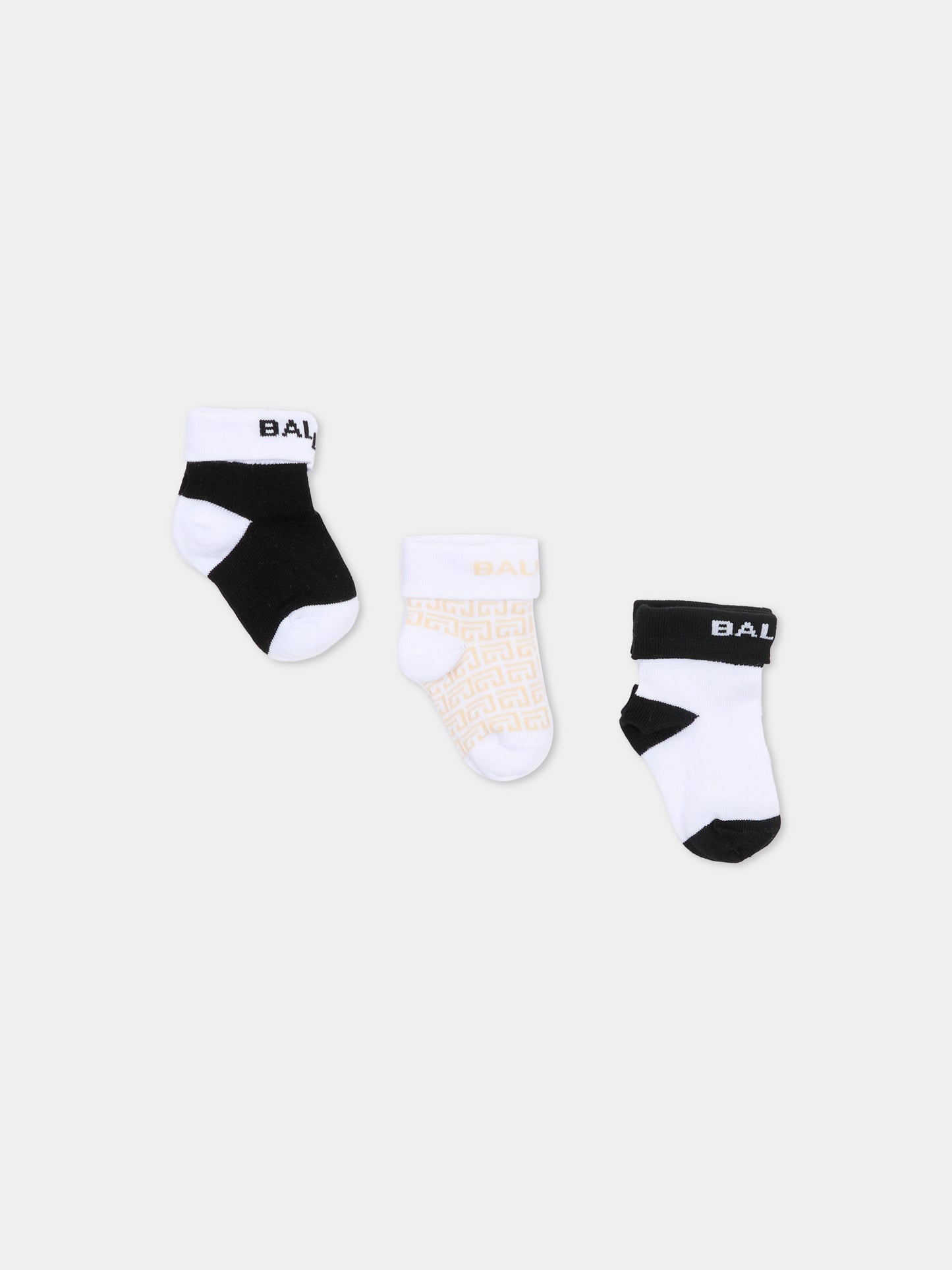 Set calzini multicolor per neonati con logo,Balmain Kids,BYB580 Z0553 999