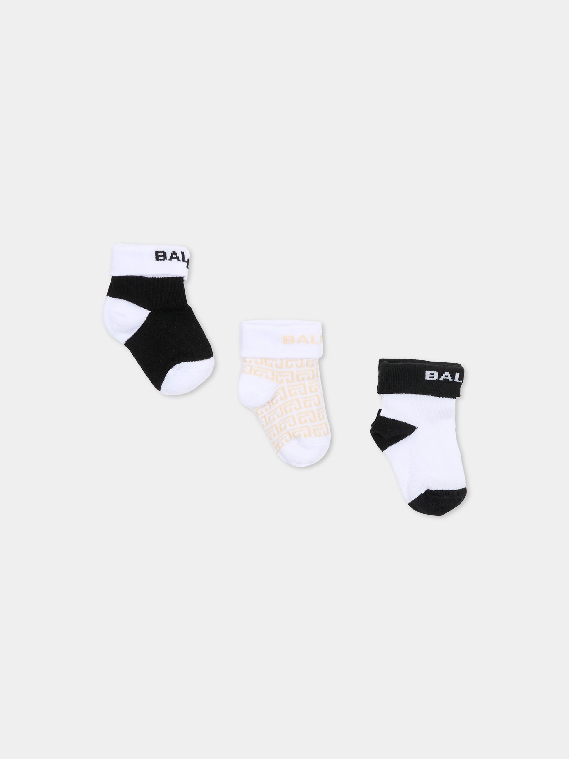 Set calzini multicolor per neonati con logo,Balmain Kids,BYB580 Z0553 999