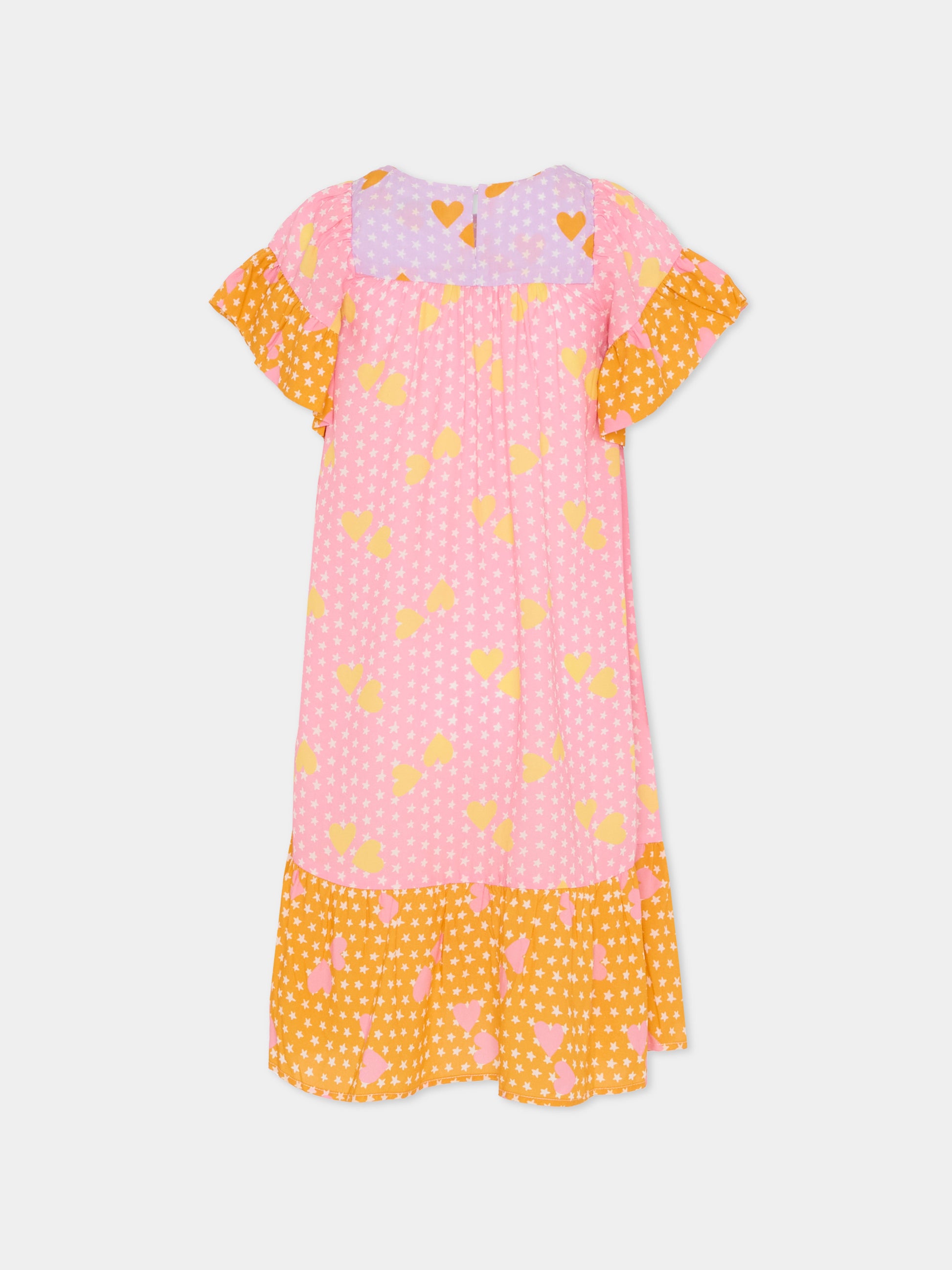 Vestito rosa per bambina con stelle e cuori,Stella Mccartney Kids,TY1A31-Z3439 51UMC