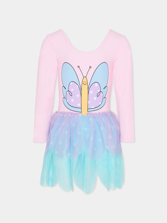 Vestito rosa per bambina con farfalla,Stella Mccartney Kids,TY1A40-Z0157 51R