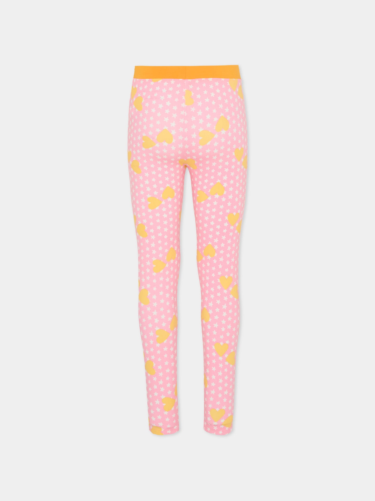 Leggings rosa per bambina con stelle e cuori,Stella Mccartney Kids,TY6A40-Z3417 51UMC