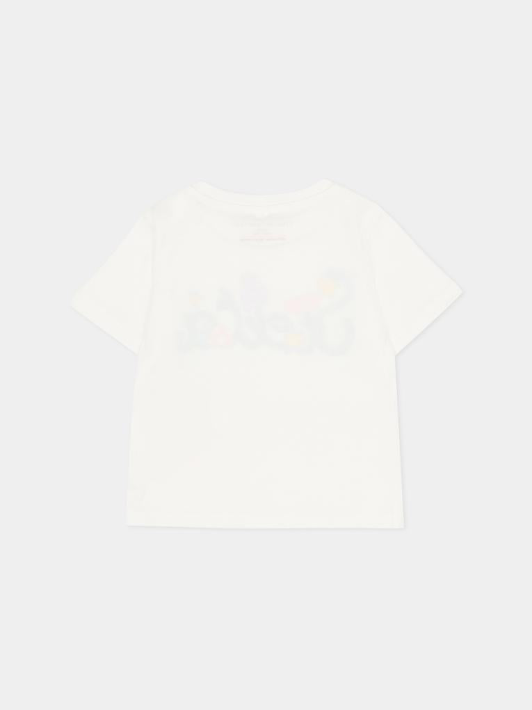 T-shirt avorio per neonata con logo,Stella Mccartney Kids,TY8011-Z0434 101