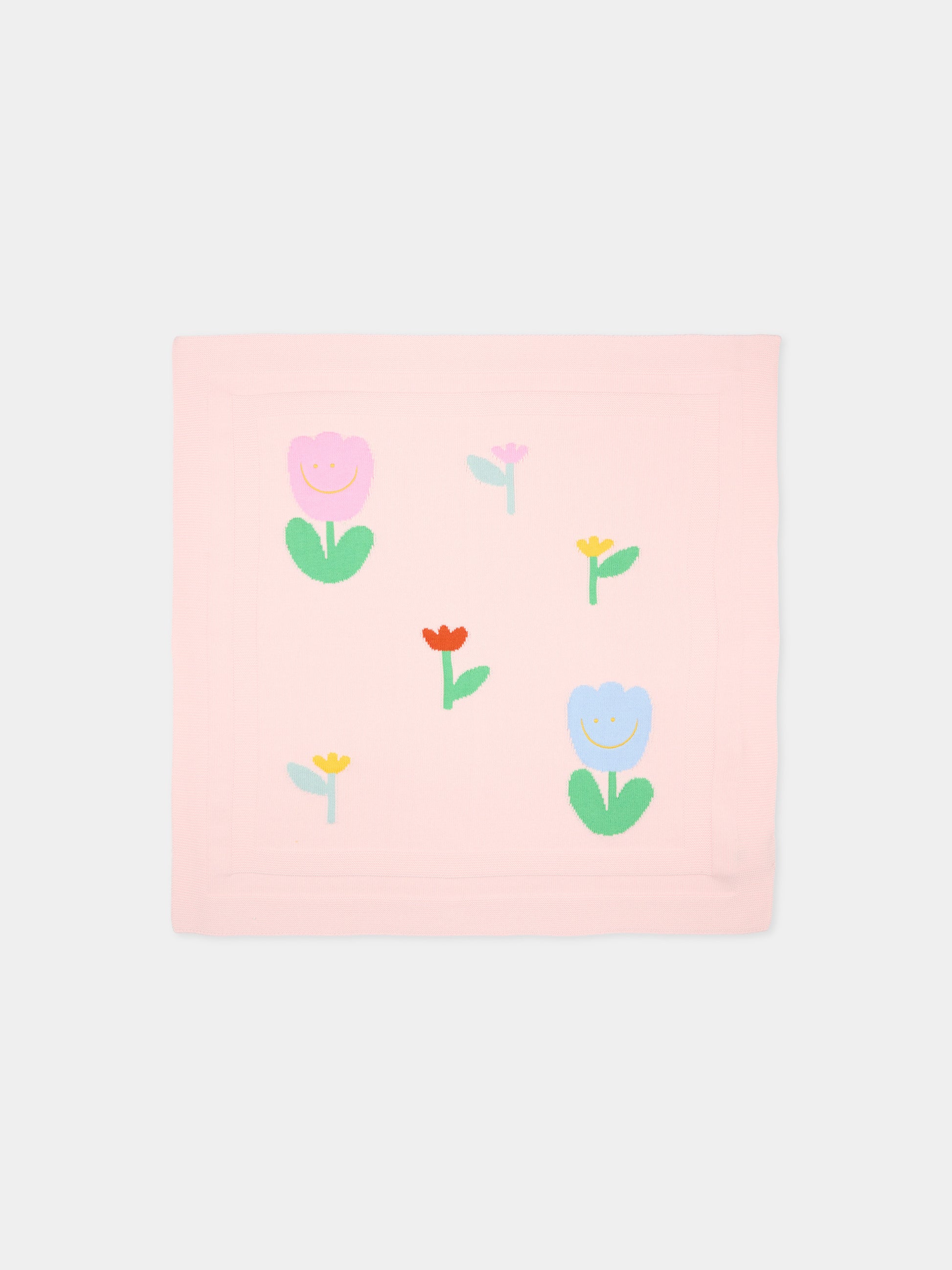 Coperta rosa per neonata con ricamo tulipani,Stella Mccartney Kids,TY0000-Z2423 51Z