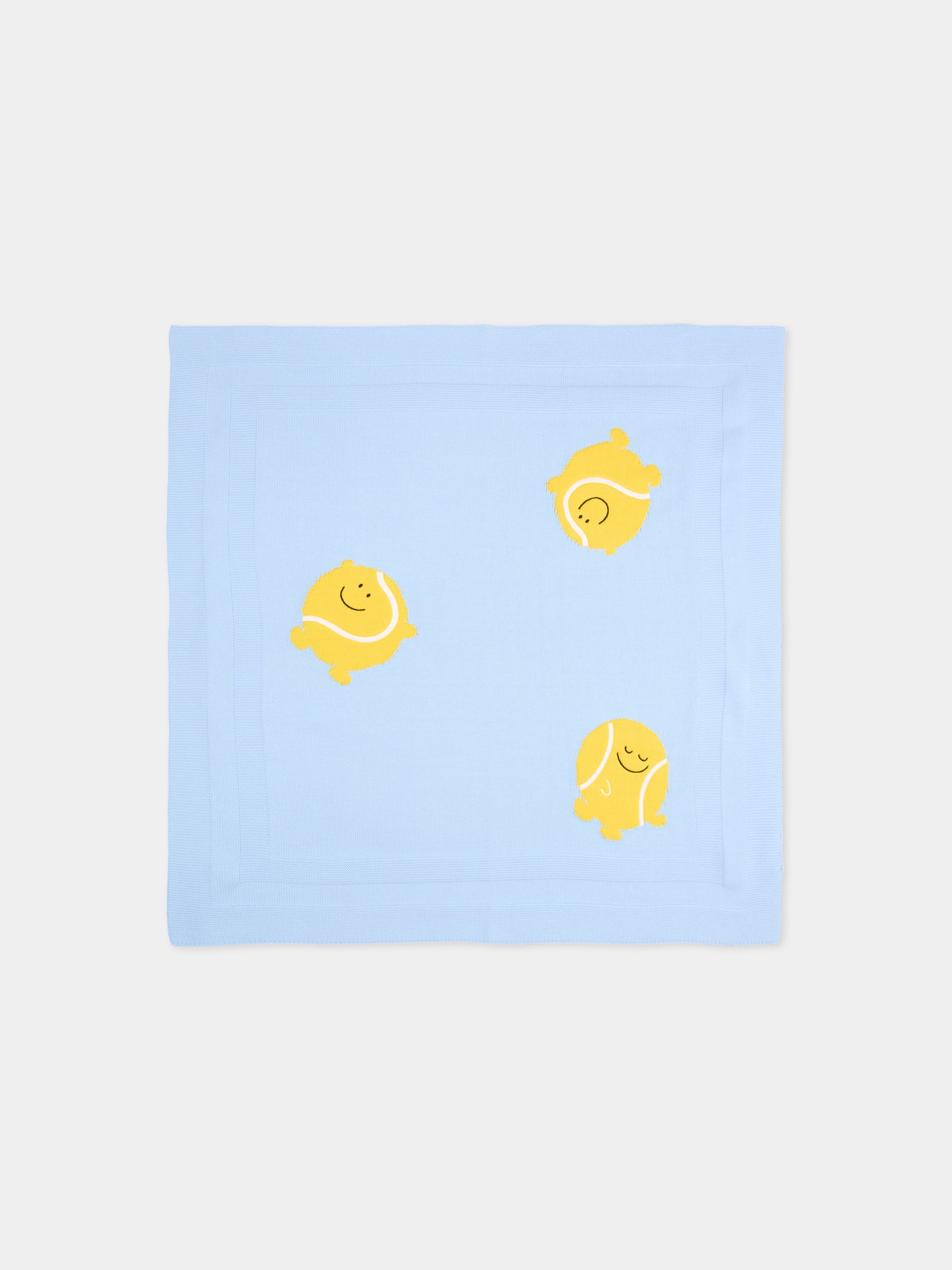 Coperta celeste per neonato con ricamo palline da tennis,Stella Mccartney Kids,TY0510-Z2423 602