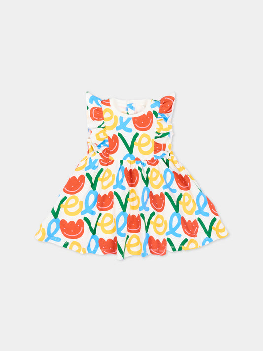 Vestito multicolor per neonata con tulipani,Stella Mccartney Kids,TY1141-Z3561 101MC