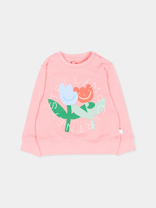 Felpa rosa per neonata con stampa fiori,Stella Mccartney Kids,TY4110-Z3409 509