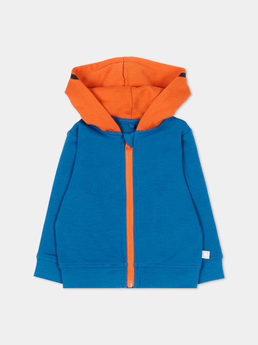 Felpa blu per neonato con cappuccio basket,Stella Mccartney Kids,TY4590-Z3409 61D