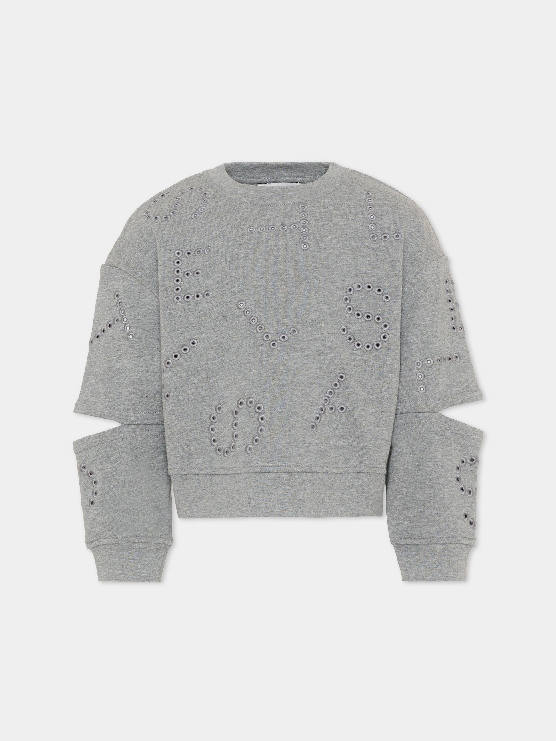 Felpa grigia per bambini con cut out,Stella Mccartney Kids,TY4B70-Z3409 808