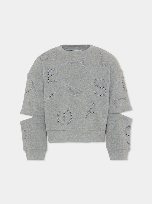 Felpa grigia per bambini con cut out,Stella Mccartney Kids,TY4B70-Z3409 808