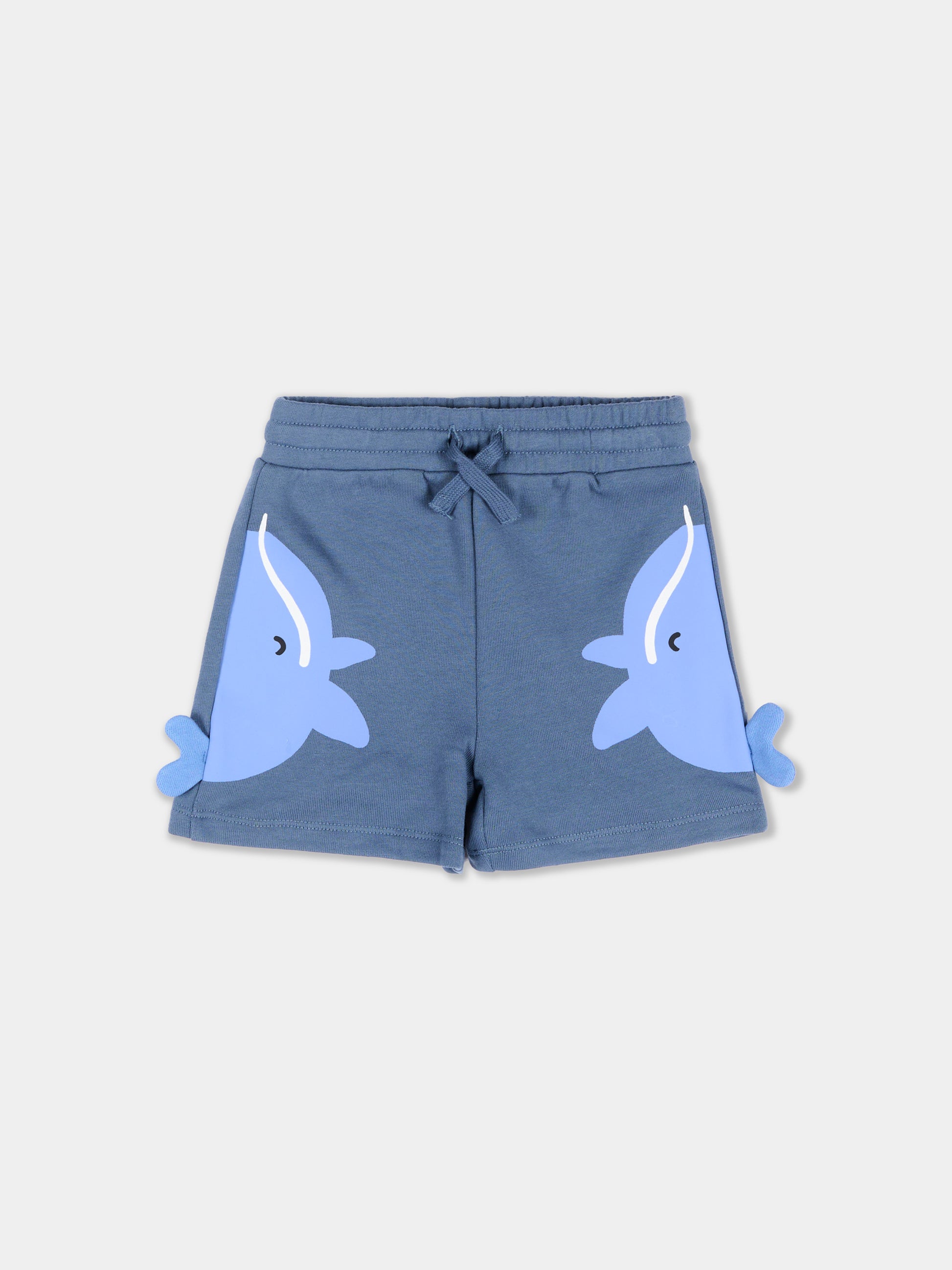 Shorts sportivi blu per neonato con balene,Stella Mccartney Kids,TY6589-Z3409 61B