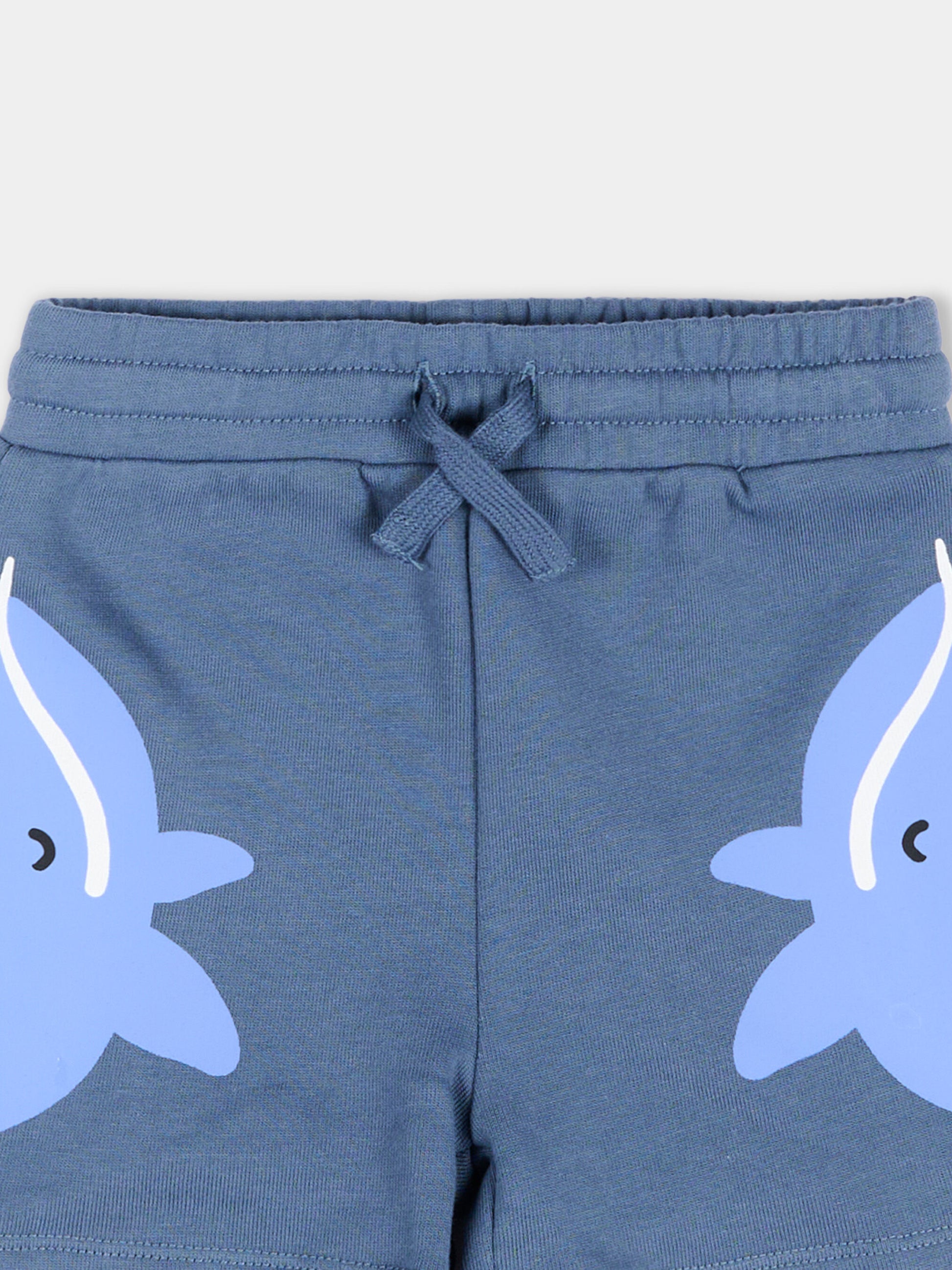 Shorts sportivi blu per neonato con balene,Stella Mccartney Kids,TY6589-Z3409 61B