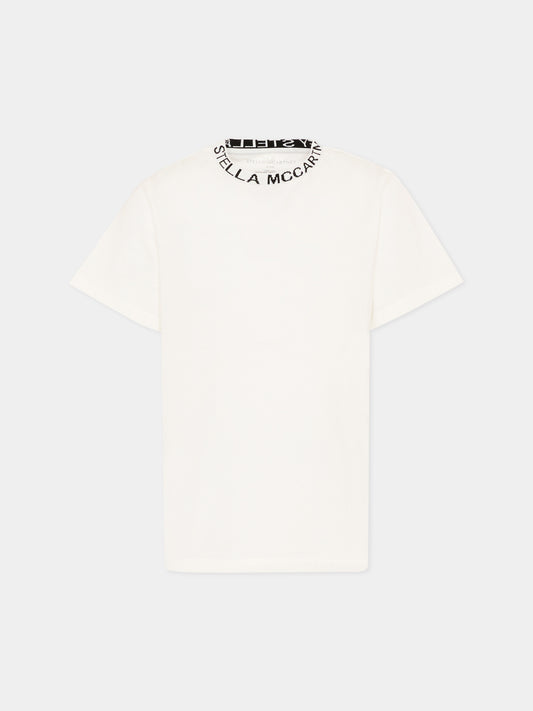 T-Shirt avorio per bambina con logo,Stella Mccartney Kids,TV8P71-Z0434 101