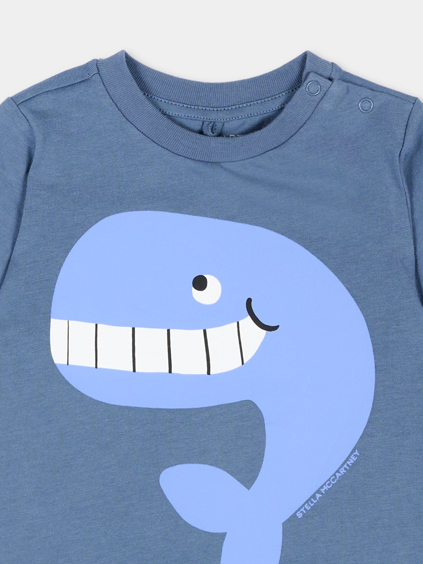 T-Shirt blu per neonato con balena,Stella Mccartney Kids,TY8540-Z0434 61B