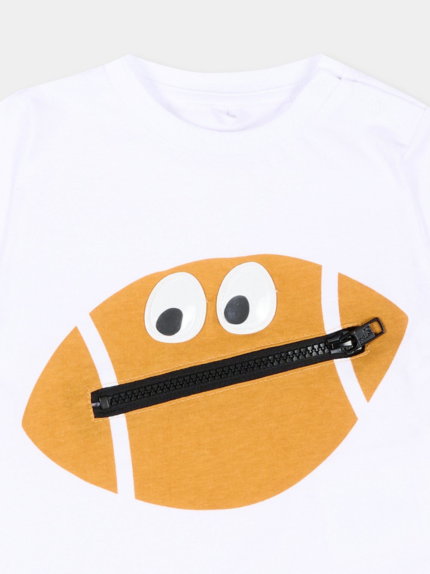 T-Shirt bianca per neonato con palla football,Stella Mccartney Kids,TY8640-Z0434 100