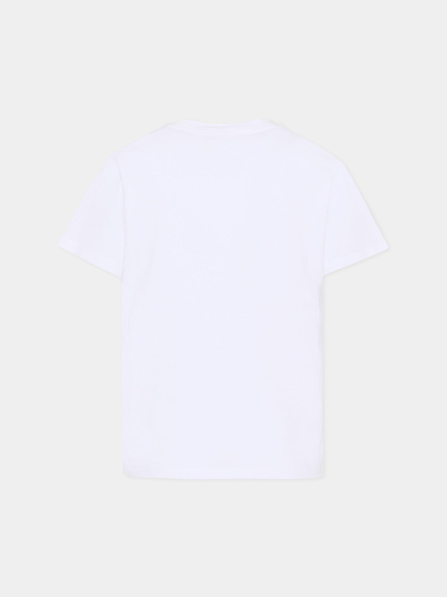 T-shirt cropped bianca per bambina con stampa pesce,Stella Mccartney Kids,TY8A61-Z0434 100