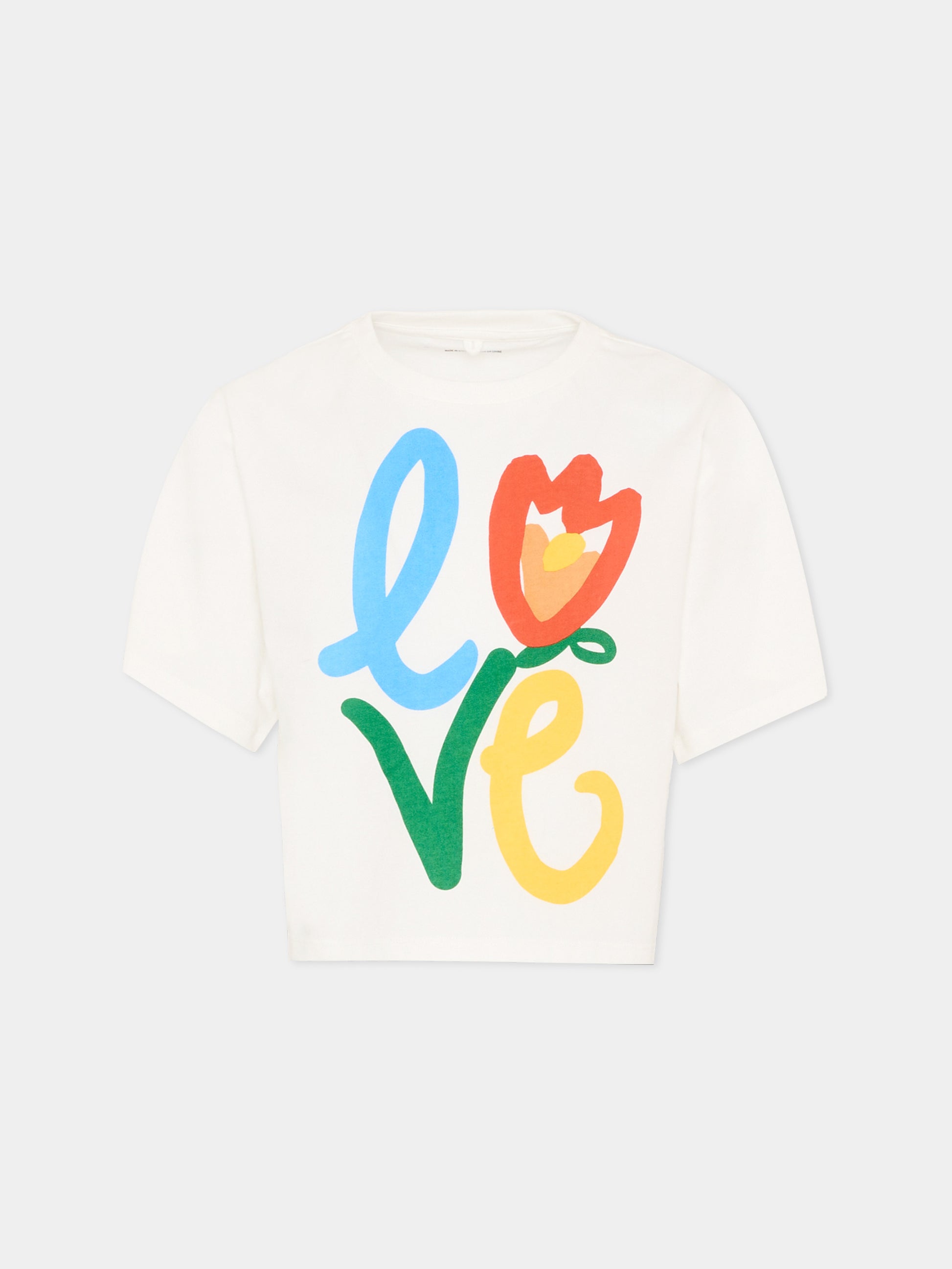 T-shirt avorio per bambina con tulipano,Stella Mccartney Kids,TY8B21-Z0434 101