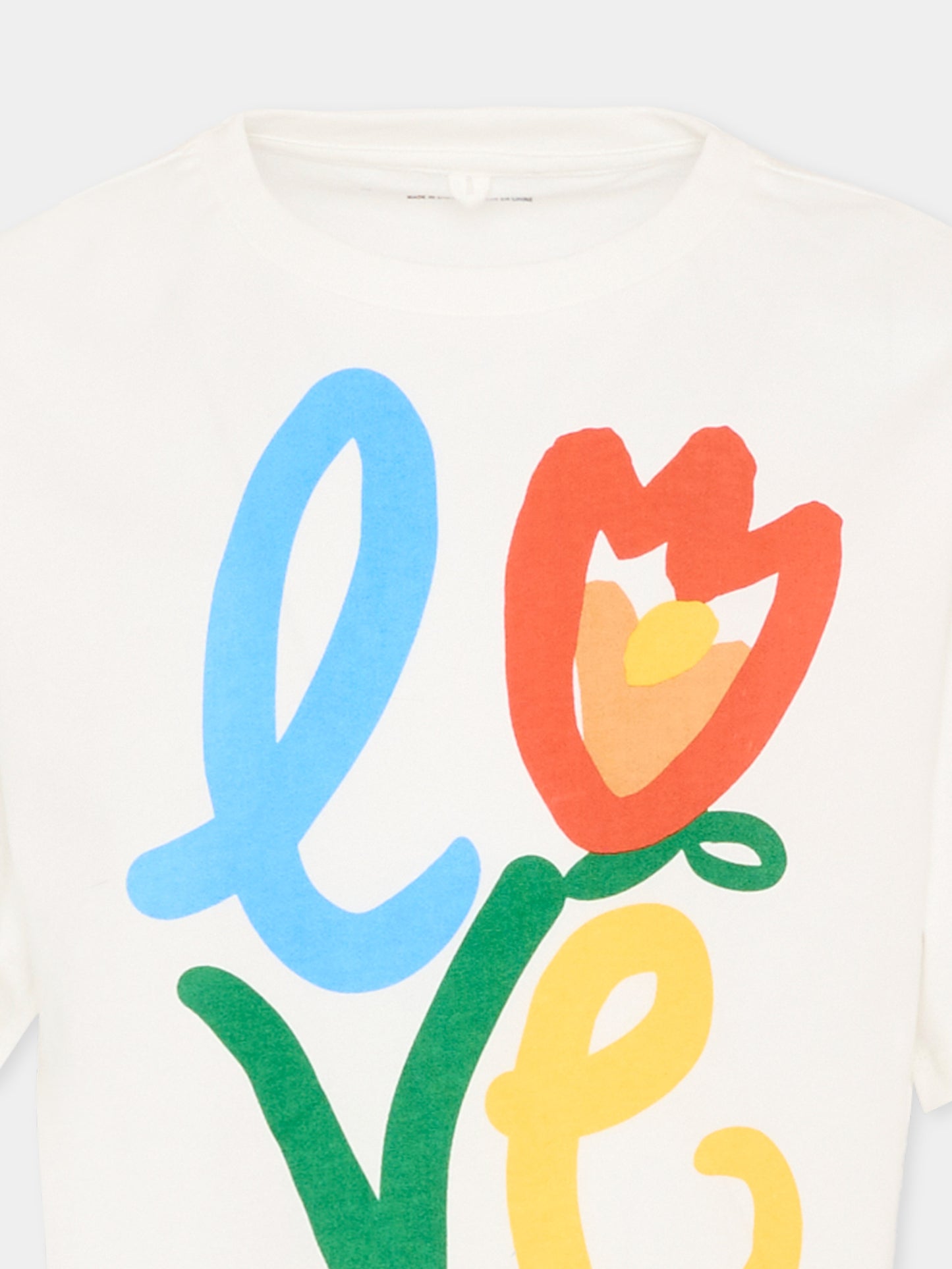 T-shirt avorio per bambina con tulipano,Stella Mccartney Kids,TY8B21-Z0434 101