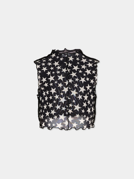 Top nero per bambina con stelle,Stella Mccartney Kids,TY8C52-Z3483 930AV