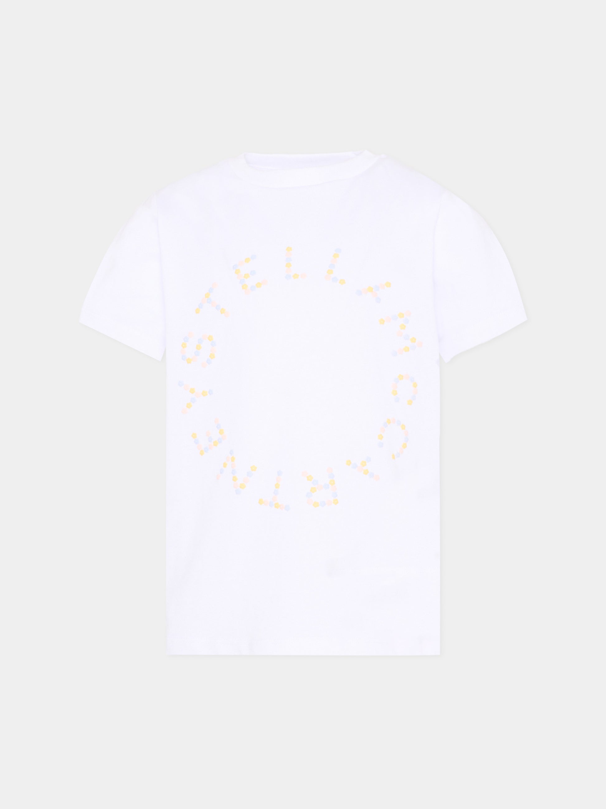T-shirt bianca per bambina con logo,Stella Mccartney Kids,TY8C71-Z0434 100