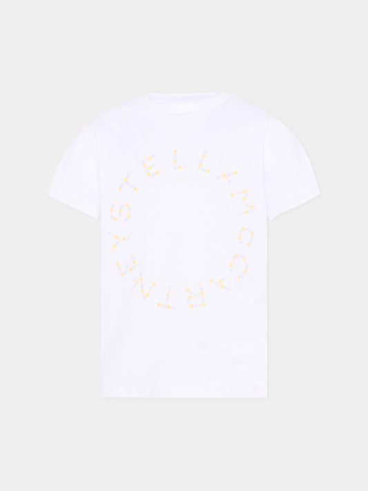 T-shirt bianca per bambina con logo,Stella Mccartney Kids,TY8C71-Z0434 100