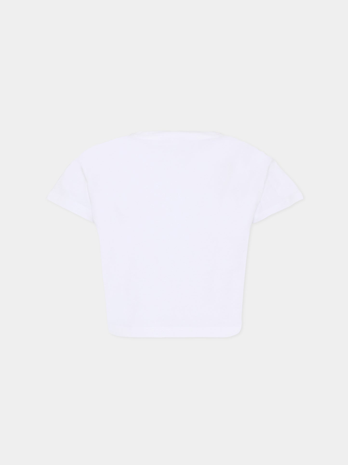 T-shirt cropped bianca per bambina con logo,Stella Mccartney Kids,TY8D22-Z0434 100