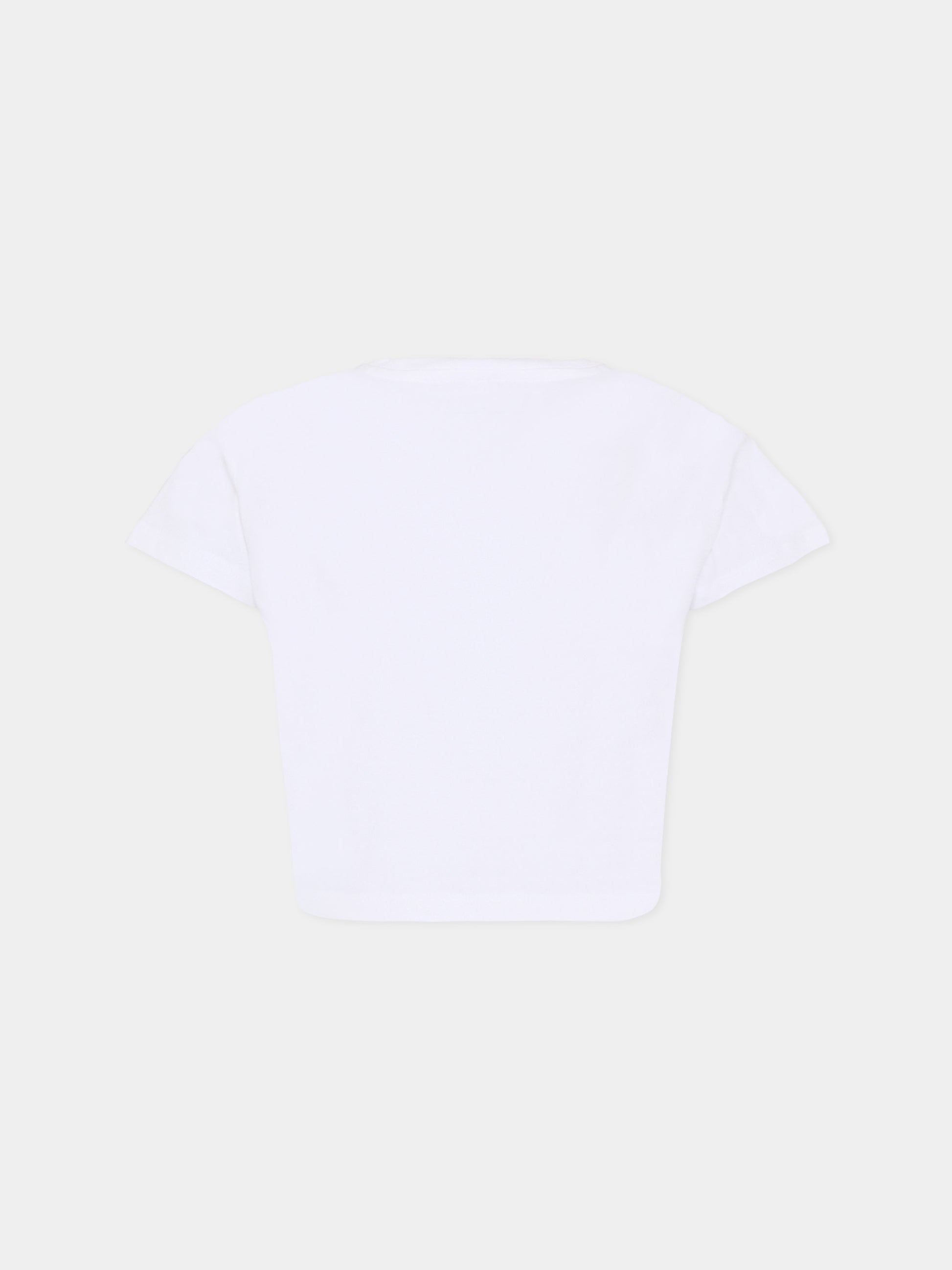 T-shirt cropped bianca per bambina con logo,Stella Mccartney Kids,TY8D22-Z0434 100