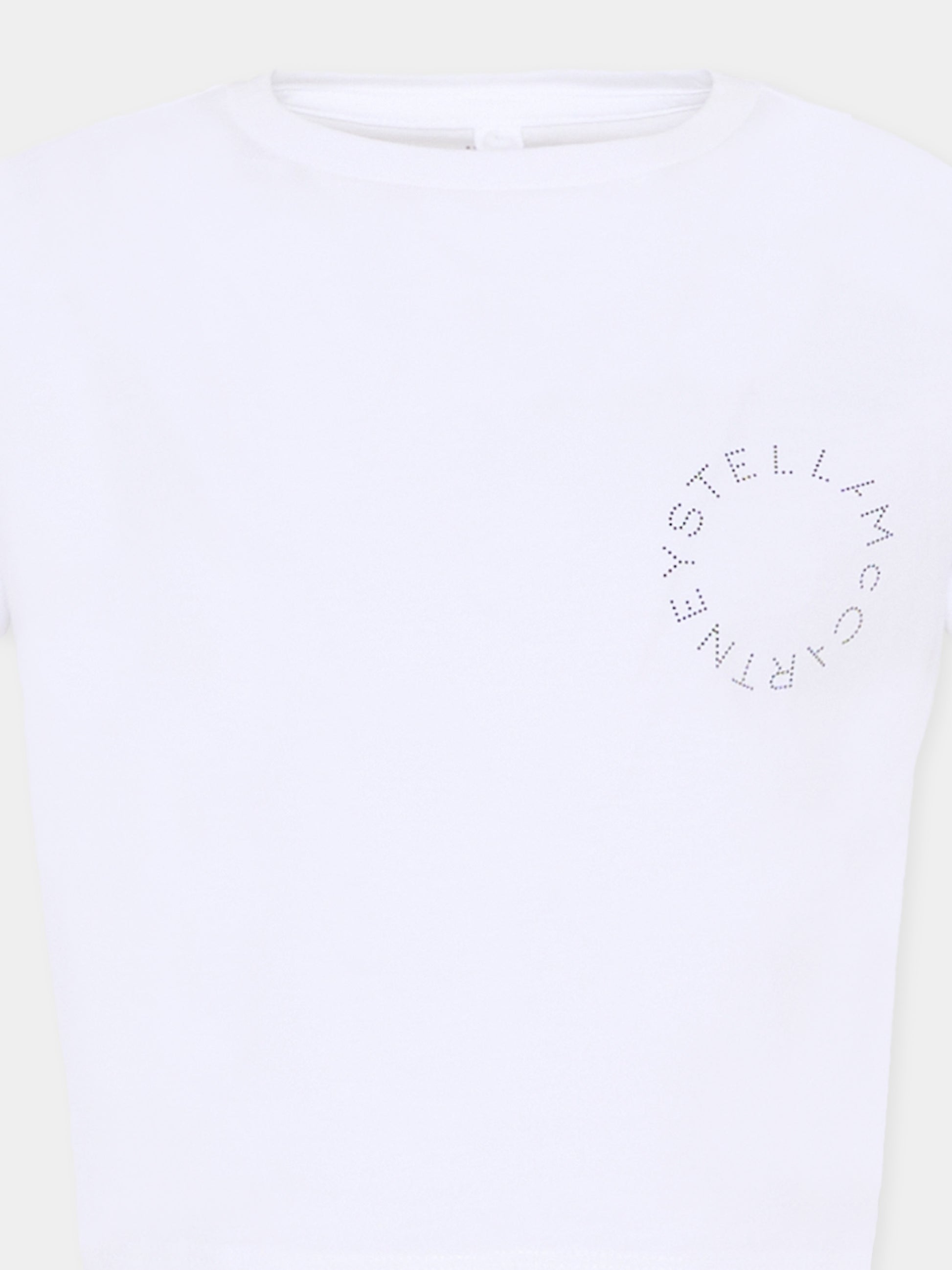 T-shirt cropped bianca per bambina con logo,Stella Mccartney Kids,TY8D22-Z0434 100