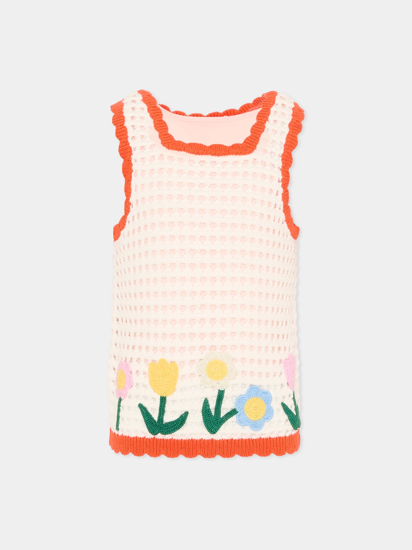 Top avorio per bambina con fiori,Stella Mccartney Kids,TY9A22-Z1876 101