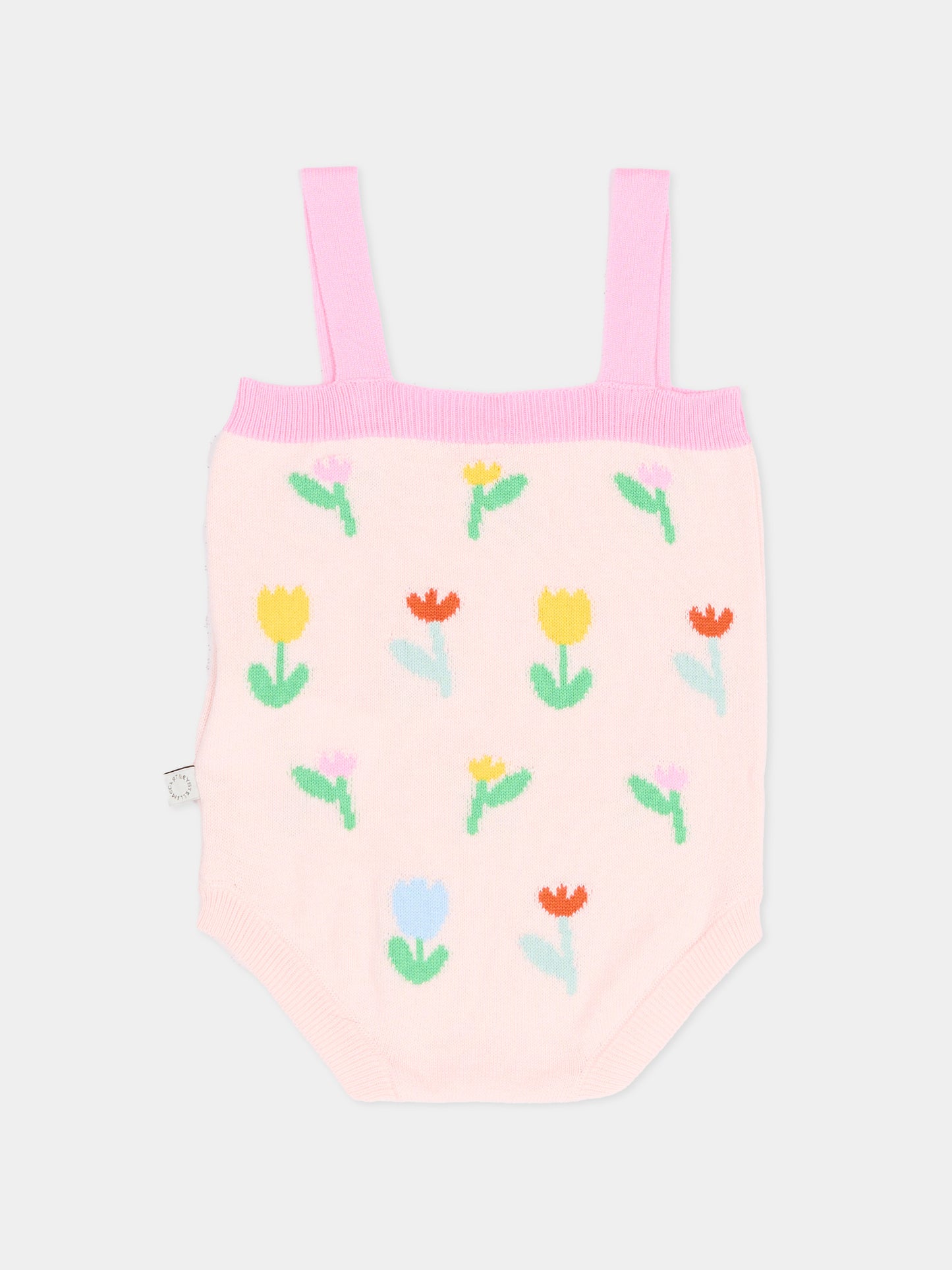 Body rosa per neonata con ricamo tulipani,Stella Mccartney Kids,TYA052-Z2423 51Z