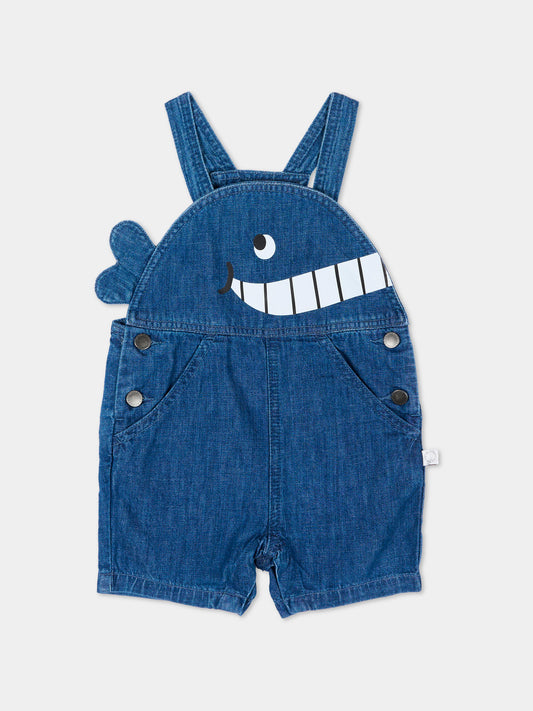 Salopette denim per neonato con balena,Stella Mccartney Kids,TYA522-Z0522 606