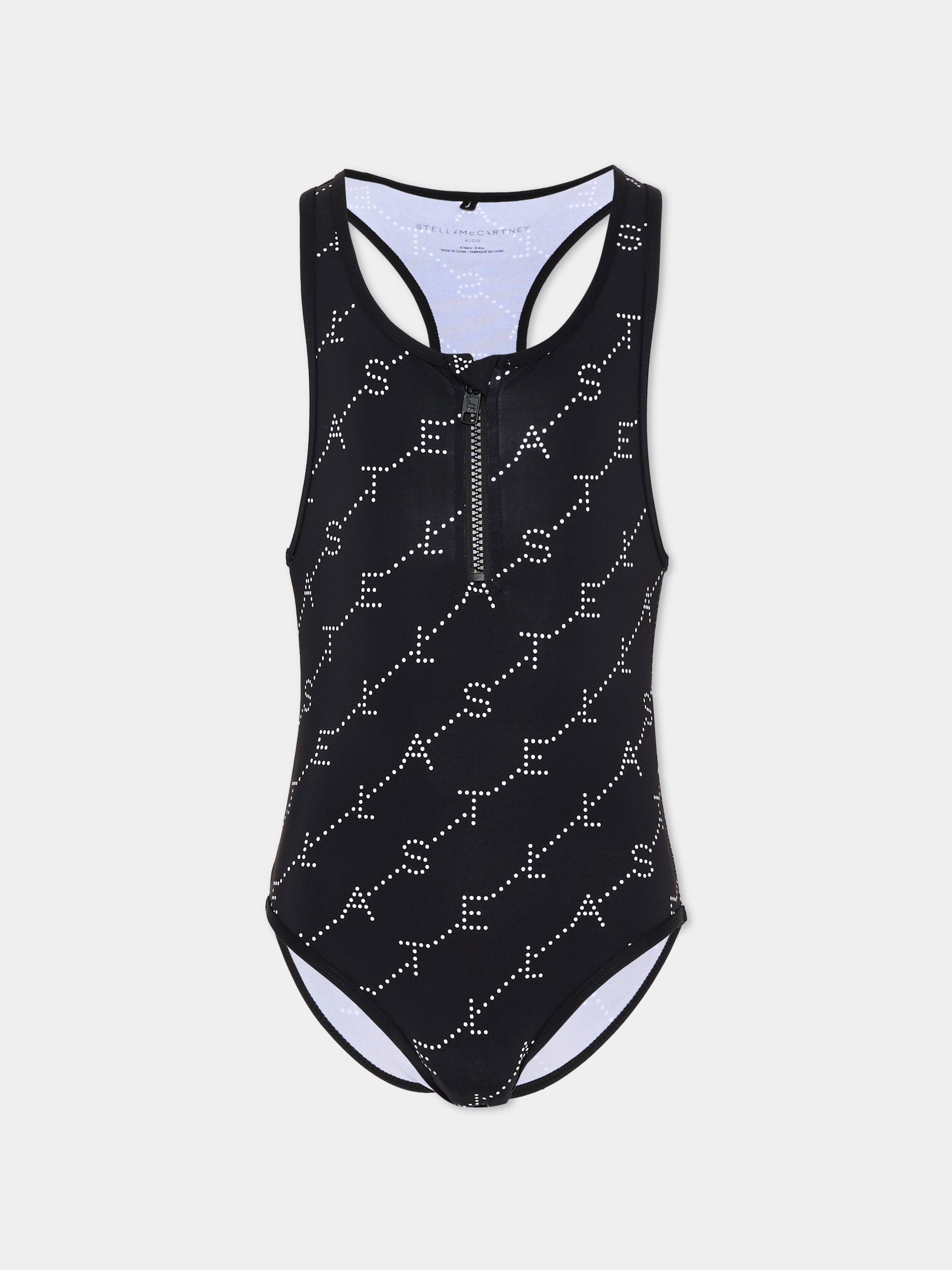 Costume intero nero per bambina con logo,Stella Mccartney Kids,TYCA09-Z3479 930BC