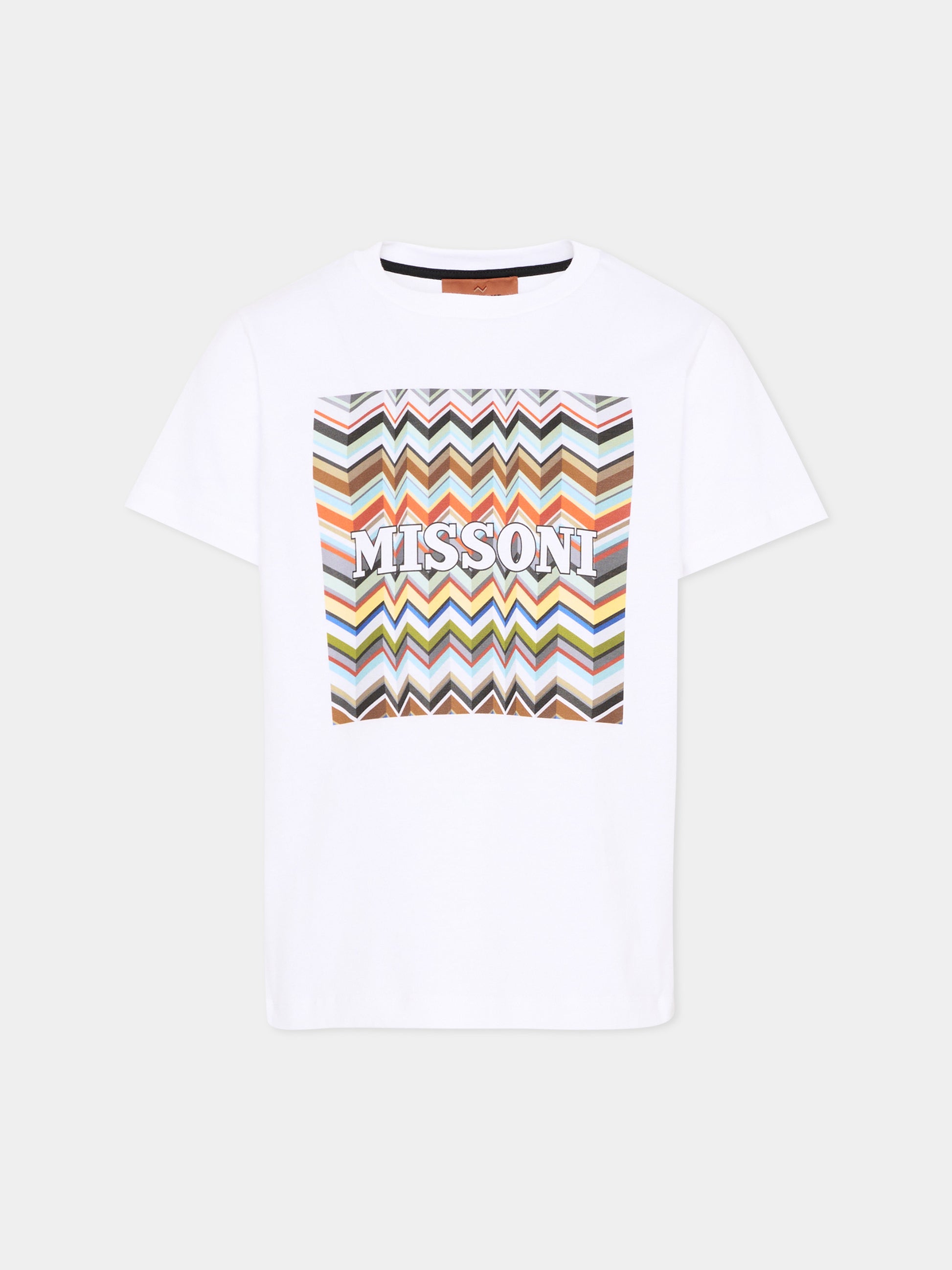 T-Shirt bianca per bambini con logo,Missoni,MY8P91-Z3672 100MC