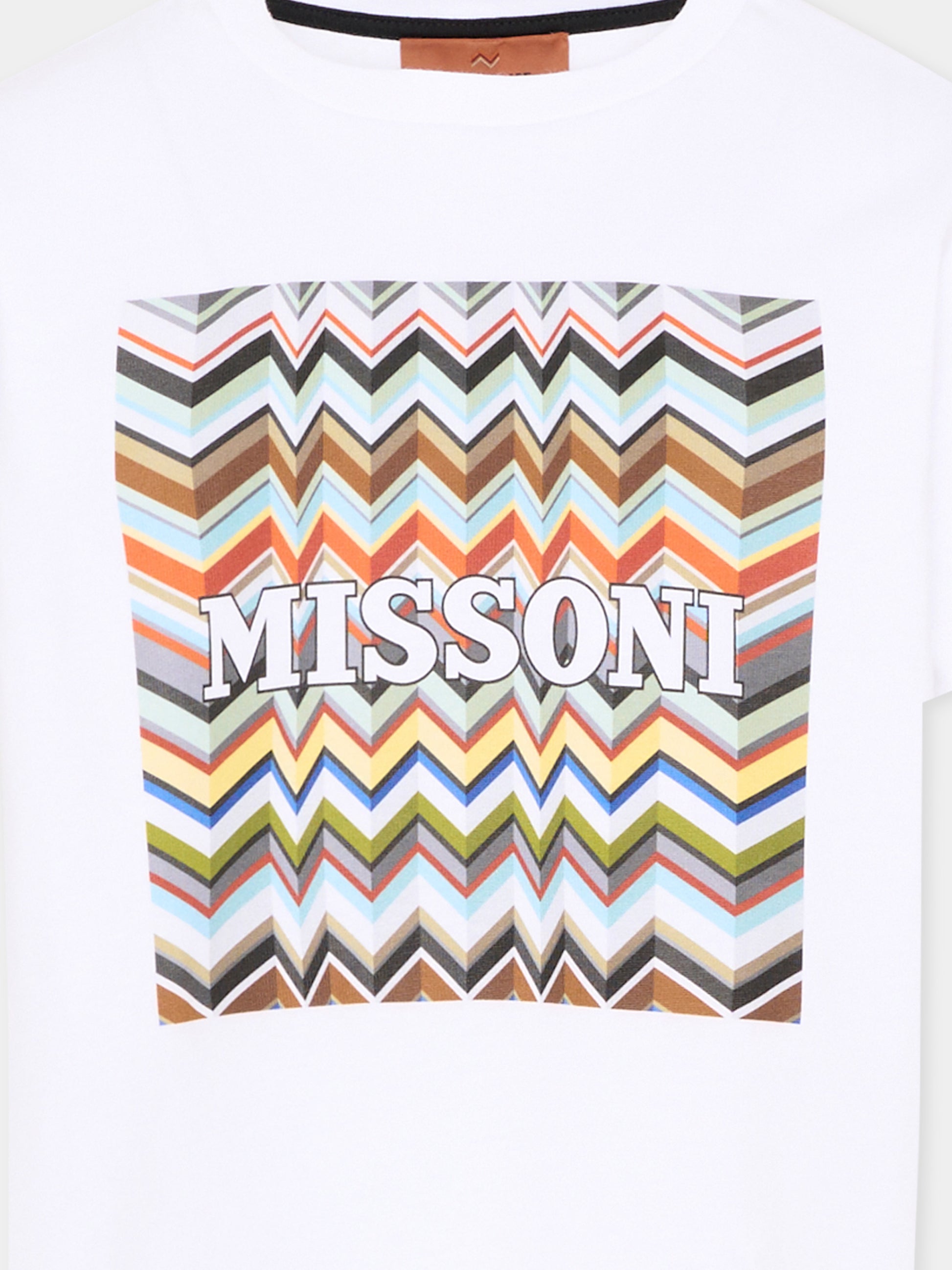 T-Shirt bianca per bambini con logo,Missoni,MY8P91-Z3672 100MC