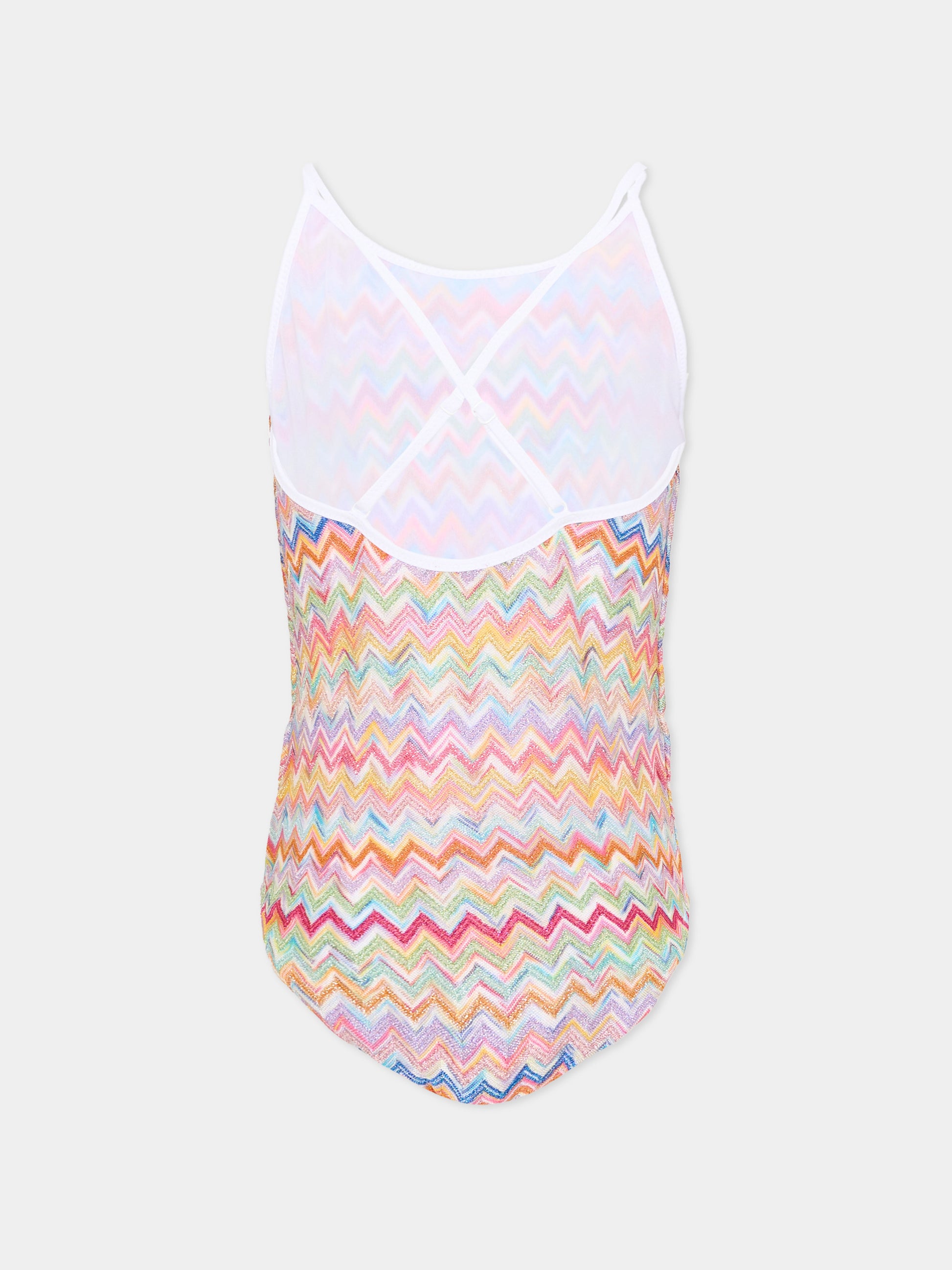 Costume intero multicolor per bambina chevron,Missoni,MYCA79-Q0107 999